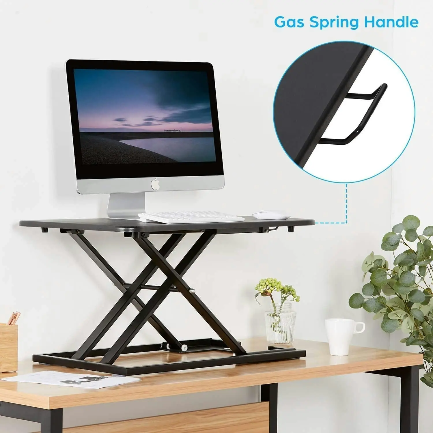 Height Adjustable Standing Desk Converter (Black)