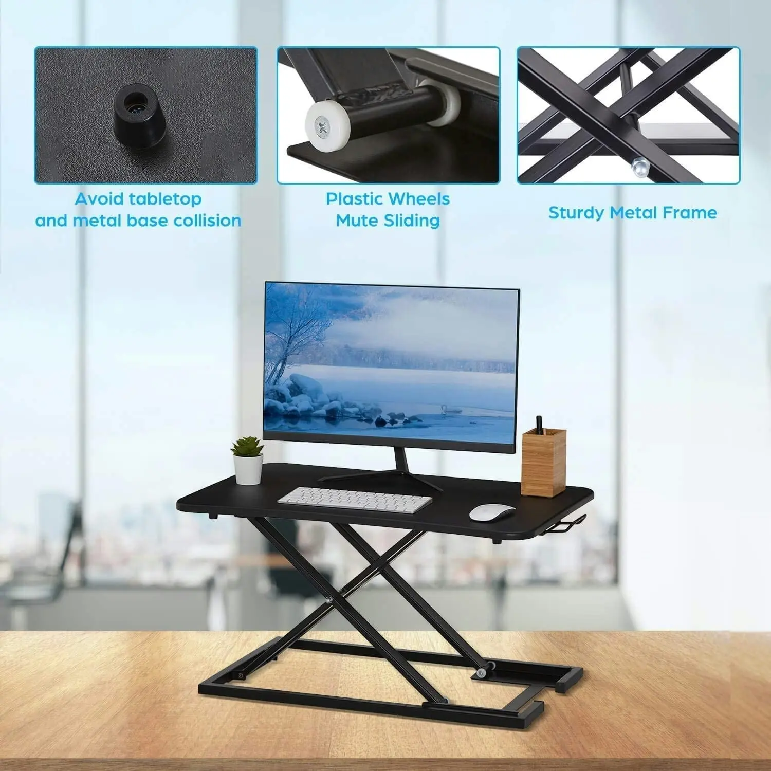 Height Adjustable Standing Desk Converter (Black)