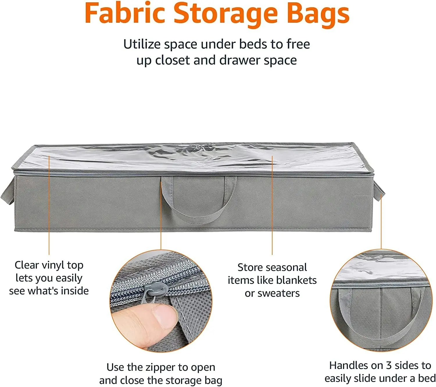 2 Pack Fabric Underbed Storage Bags