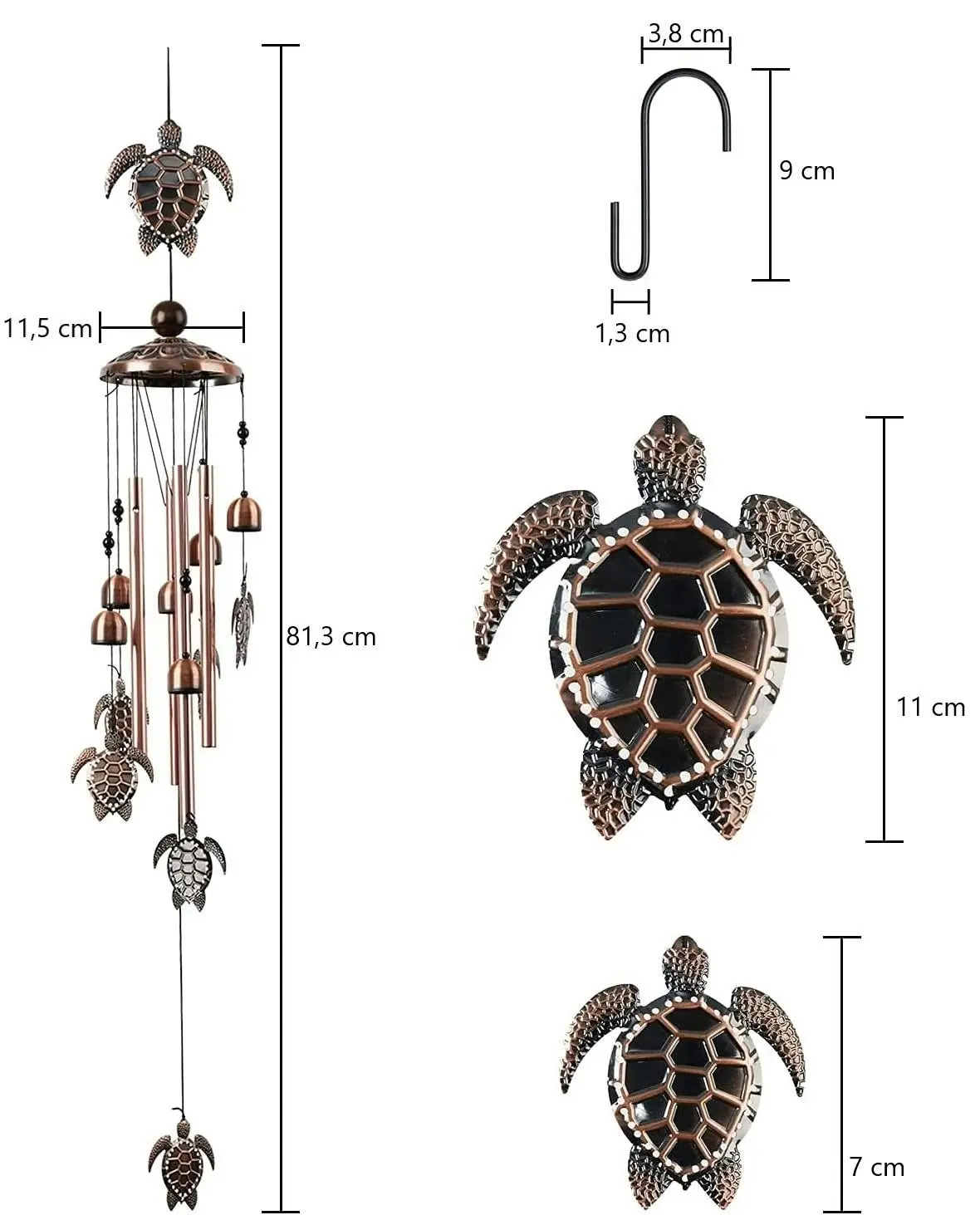 Turtle Wind Chimes with Clear Sound (Gift Box)