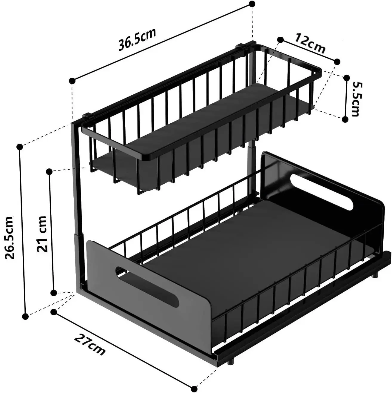 2 Tier Kitchen Sink Organiser (Black)