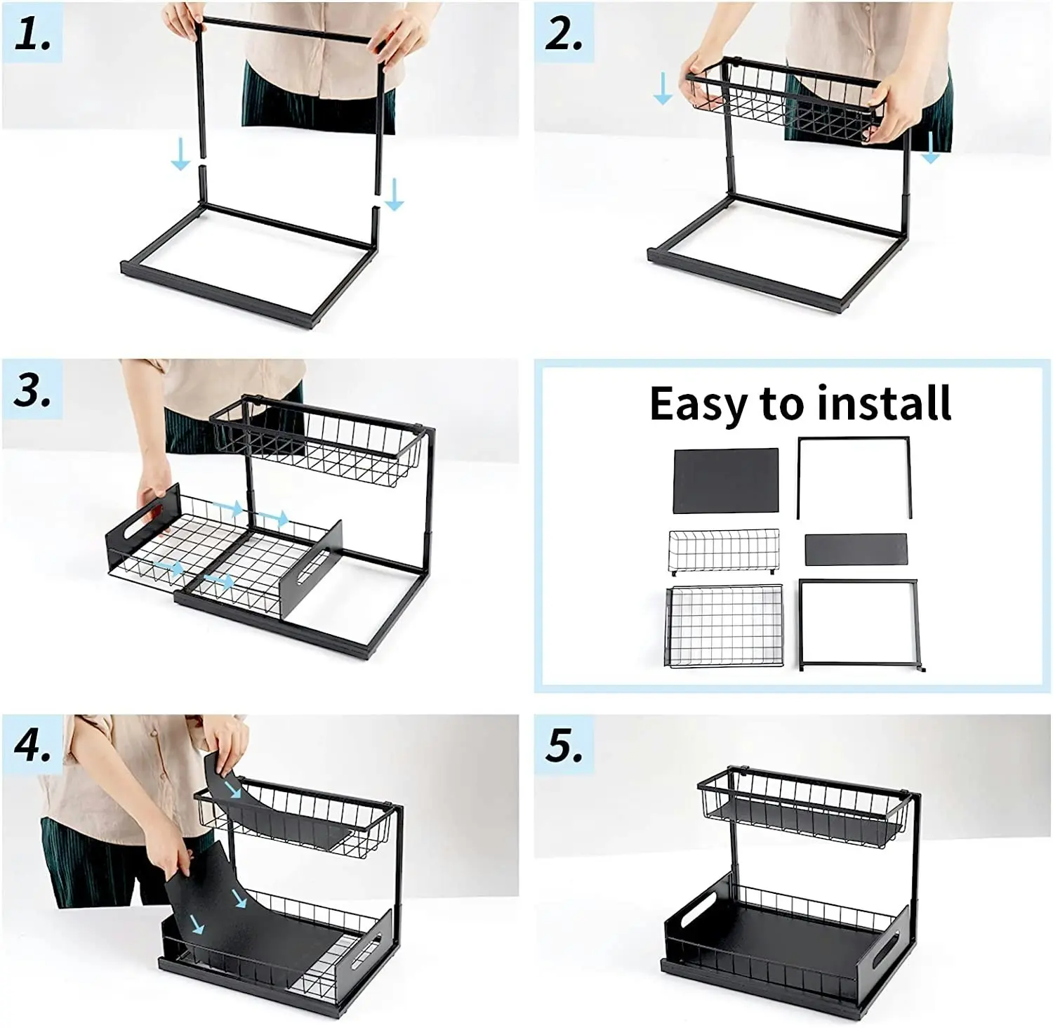 2 Tier Kitchen Sink Organiser (Black)