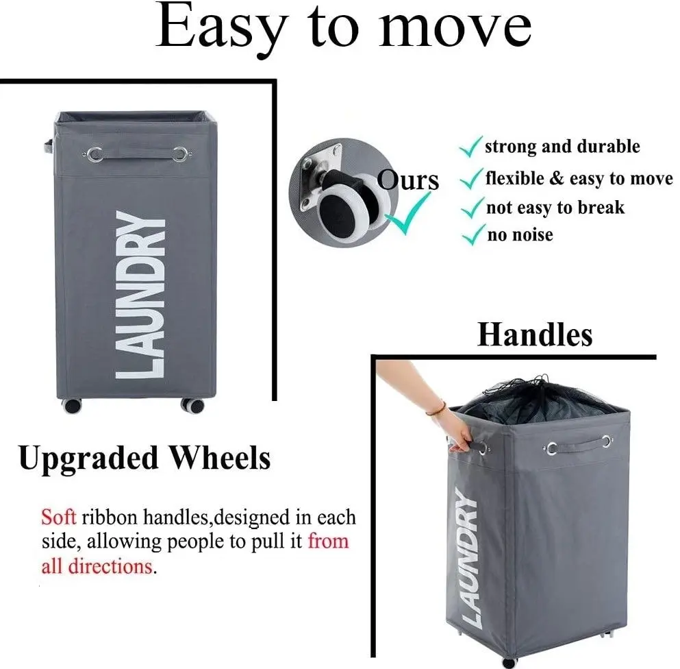 Rolling Laundry Basket with Wheels