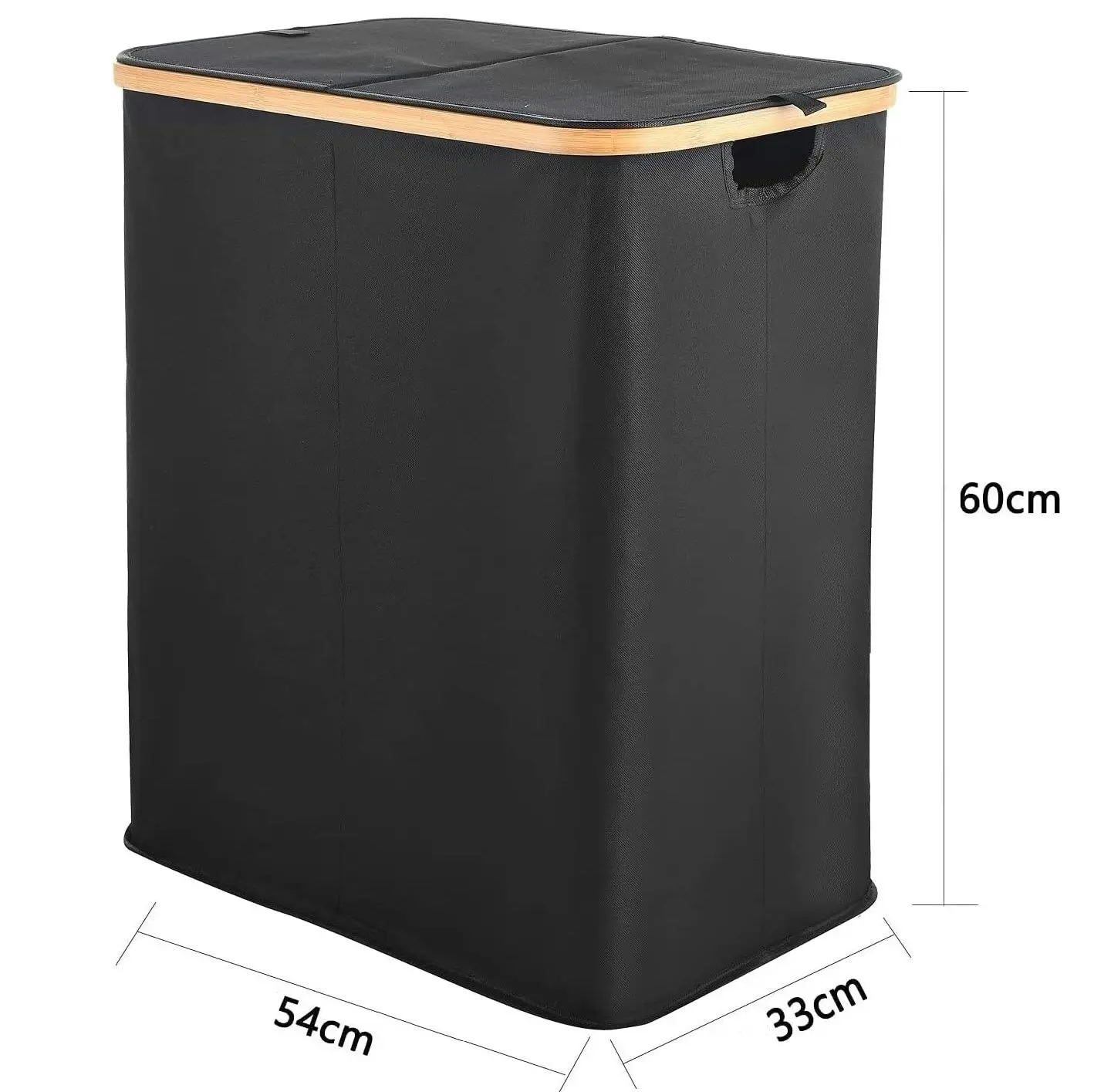 Double Large Laundry Basket with Lid (Black)