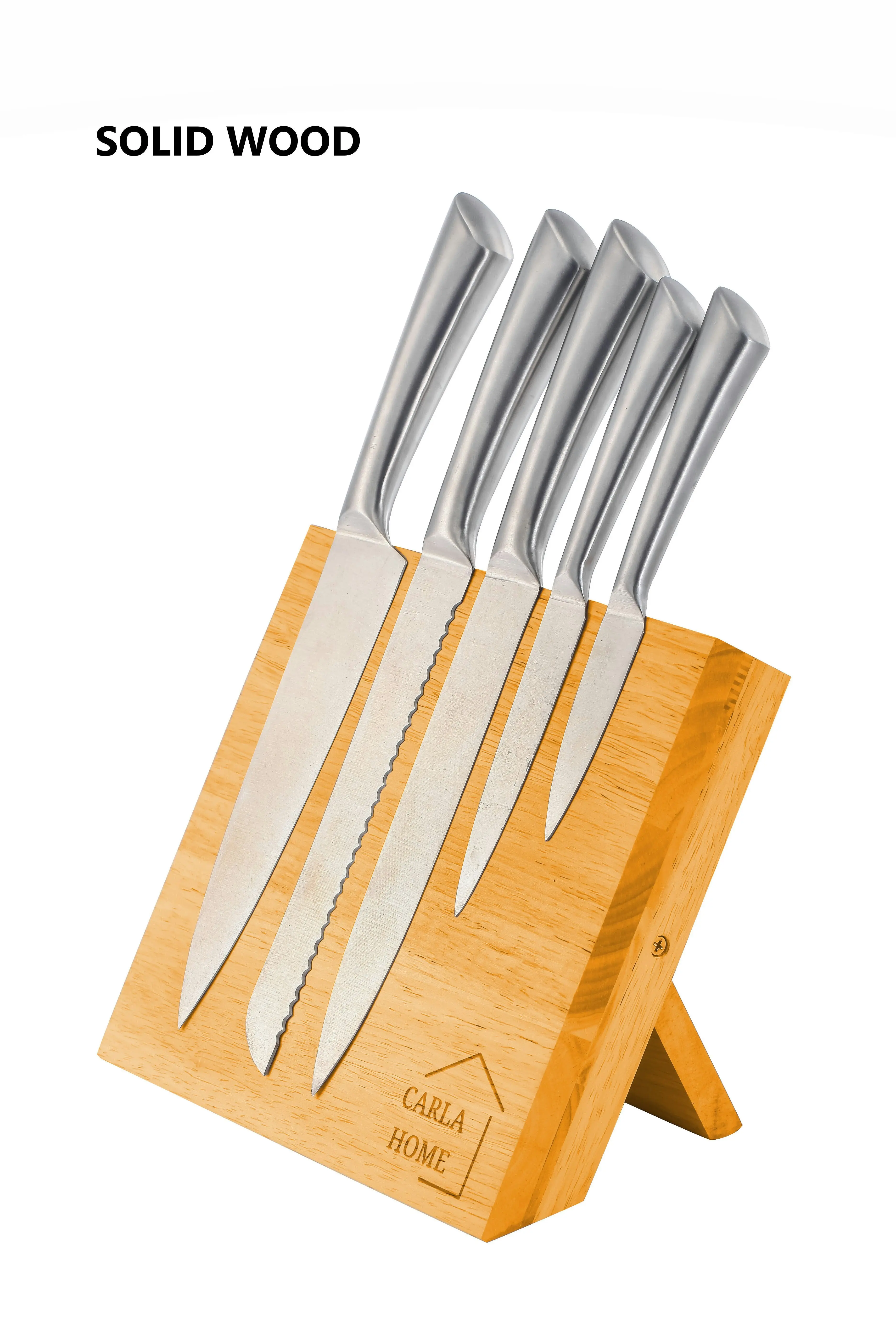 Carla Home Natural Bamboo Magnetic Knife Block Holder with Strong Magnets for Home Kitchen Storage & Organisation