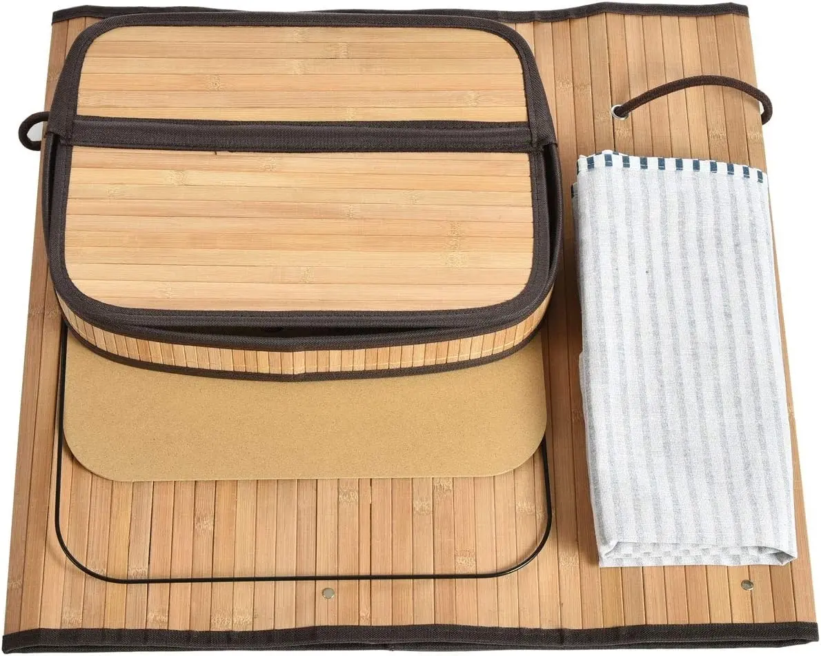 Bamboo Laundry Basket with Lid Handles (Natural)