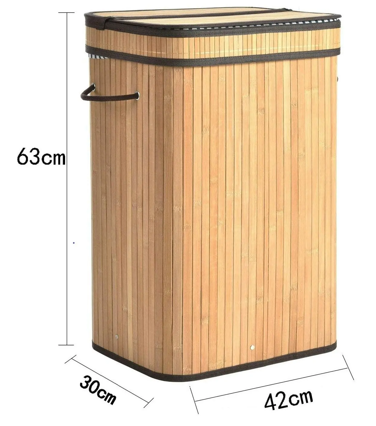 Bamboo Laundry Basket with Lid Handles (Natural)