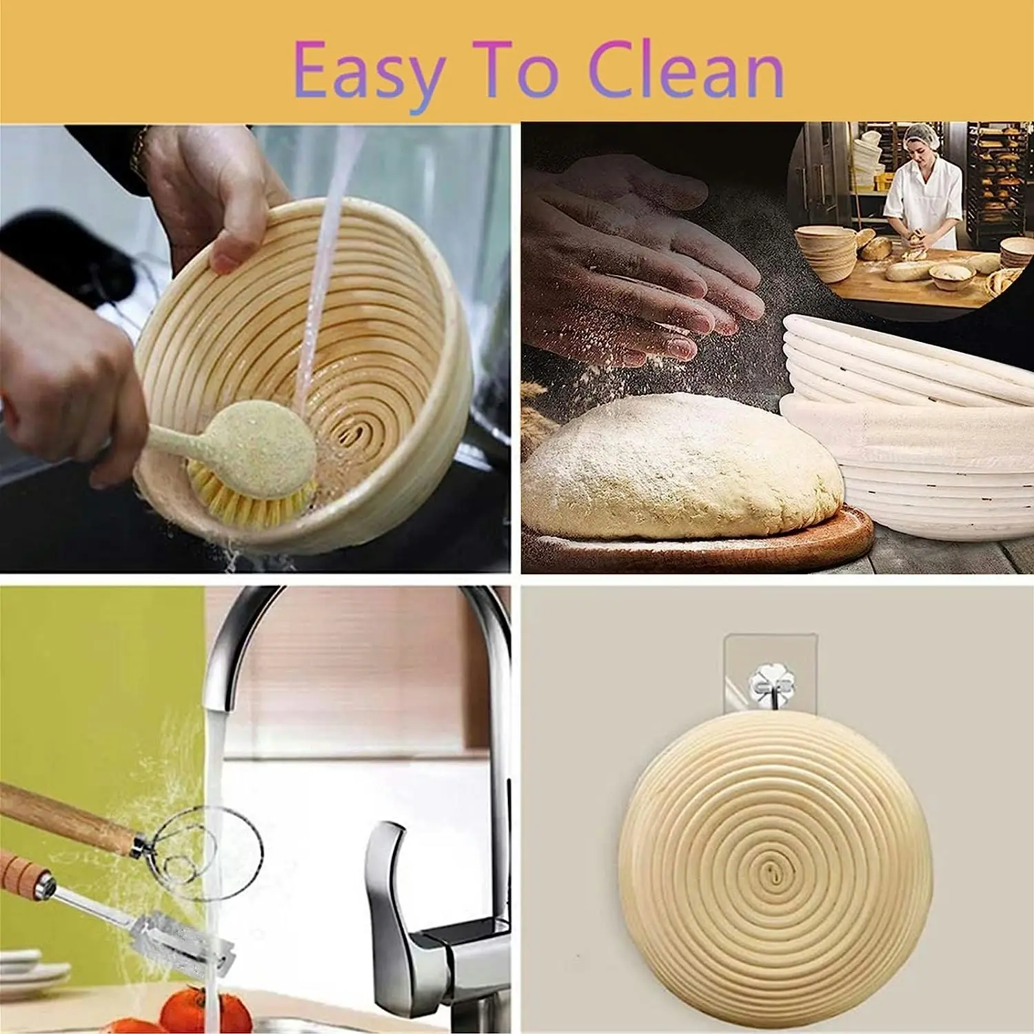 Bread Proofing Basket Kit: Basket, Lame, Scraper, Liner, Whisk, Bag, 23 cm