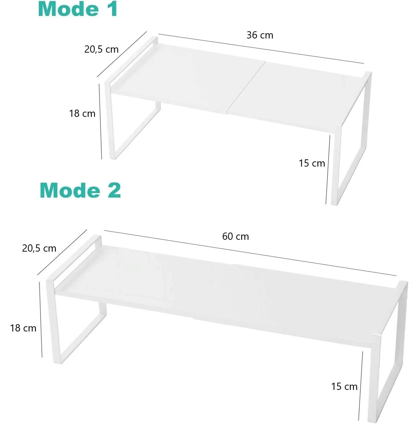 Expandable Cabinet Shelf Organizers, 18 cm (White)