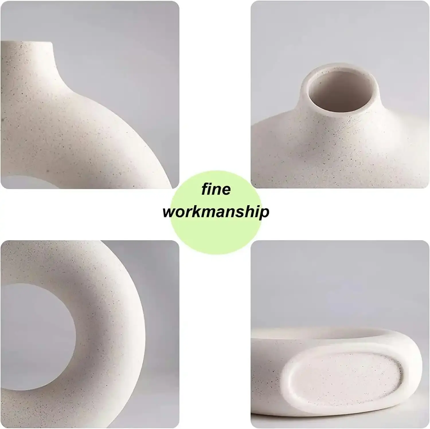 Ceramic Set of 2 Creative Round White Vases for Home DÃƒÂ©cor