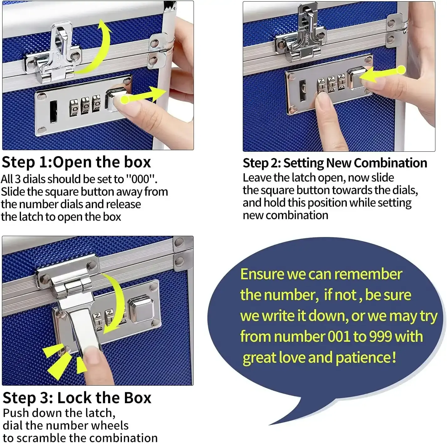 Locking Combination Medicine Box (Blue/Large)