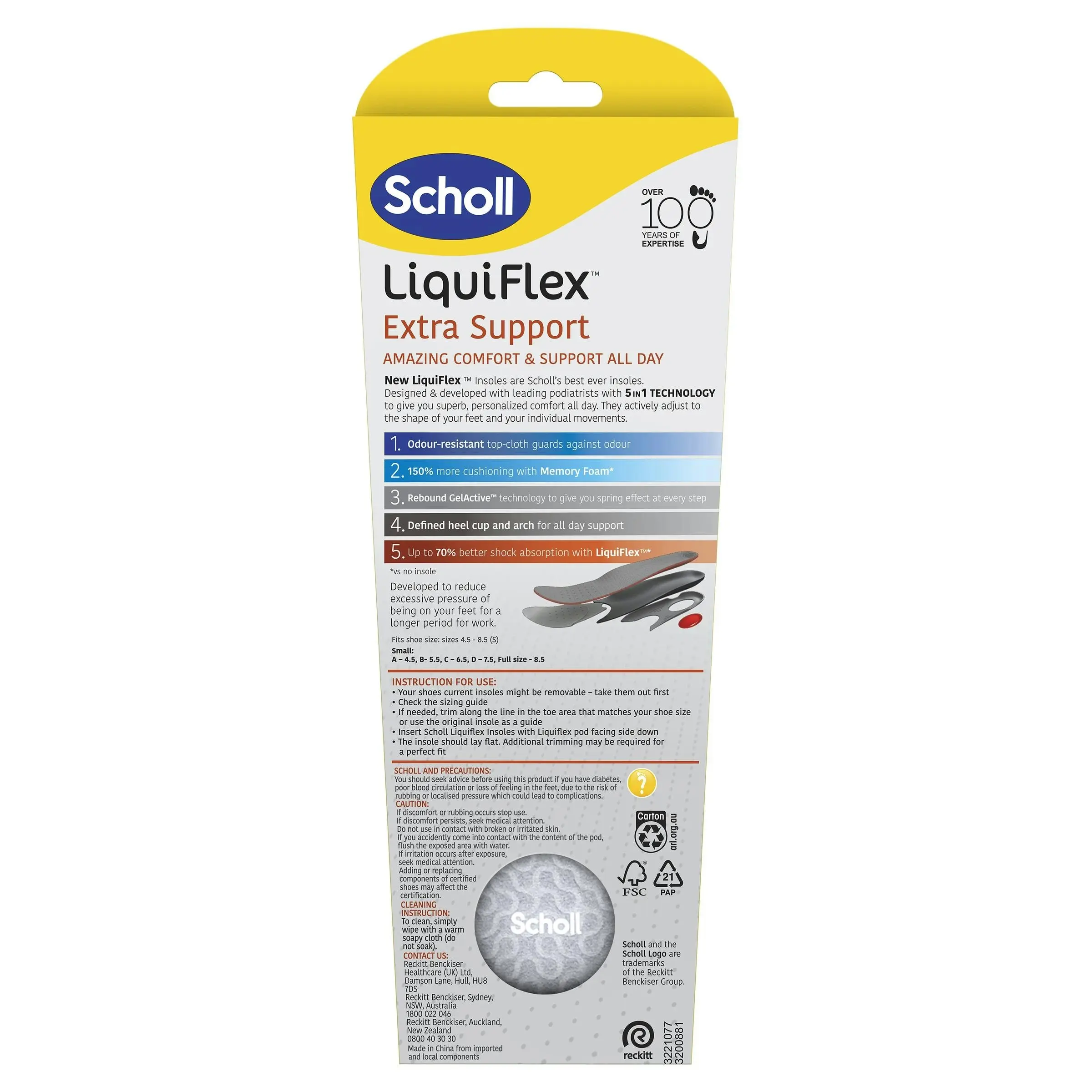 Scholl LiquiFlex Extra Support Insole Small