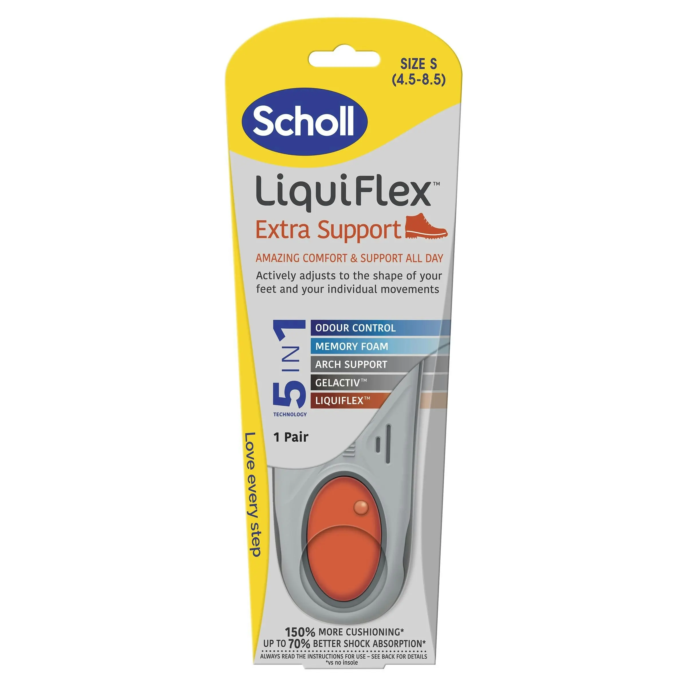 Scholl LiquiFlex Extra Support Insole Small