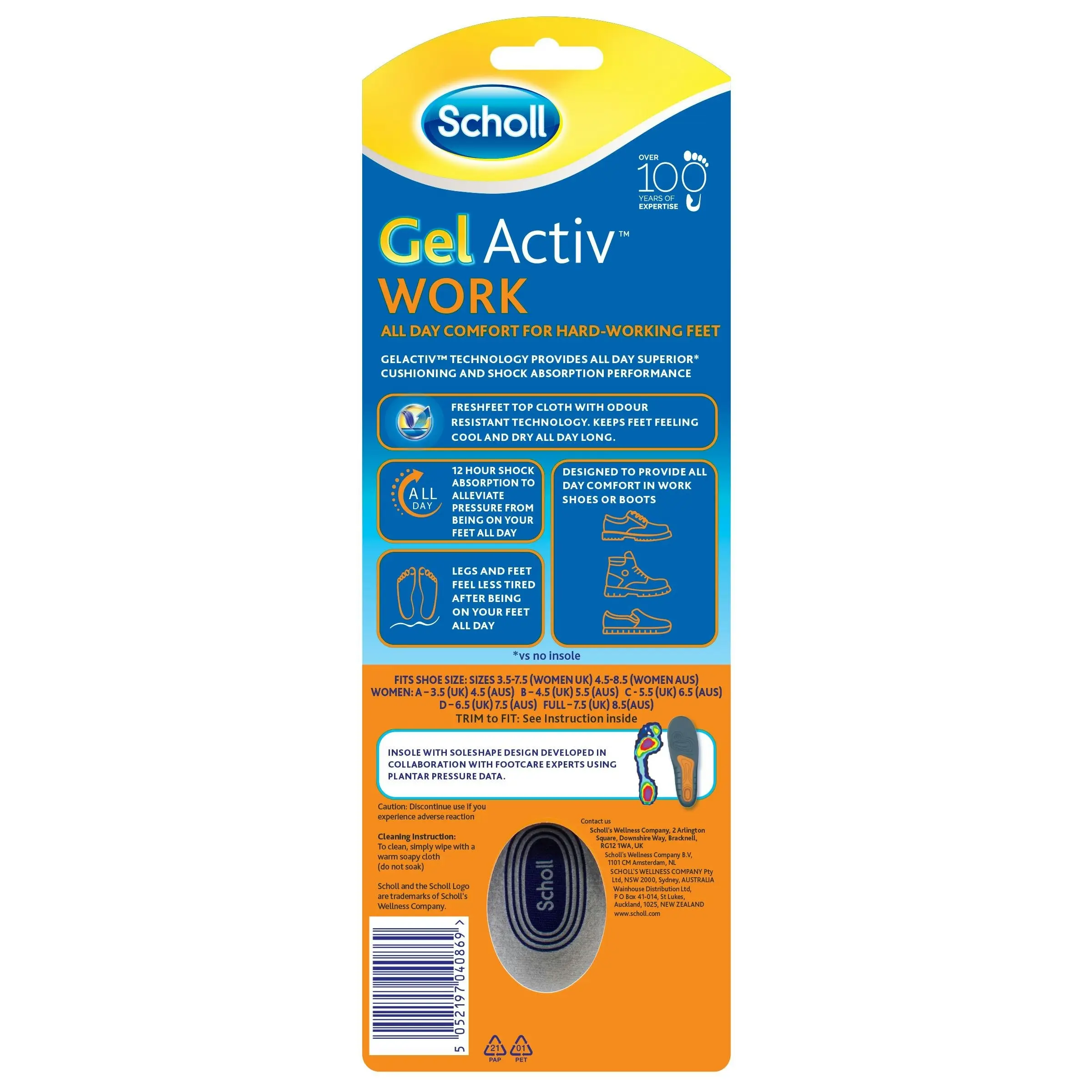 Scholl Gel Activ Work Insoles Women 1 Pair