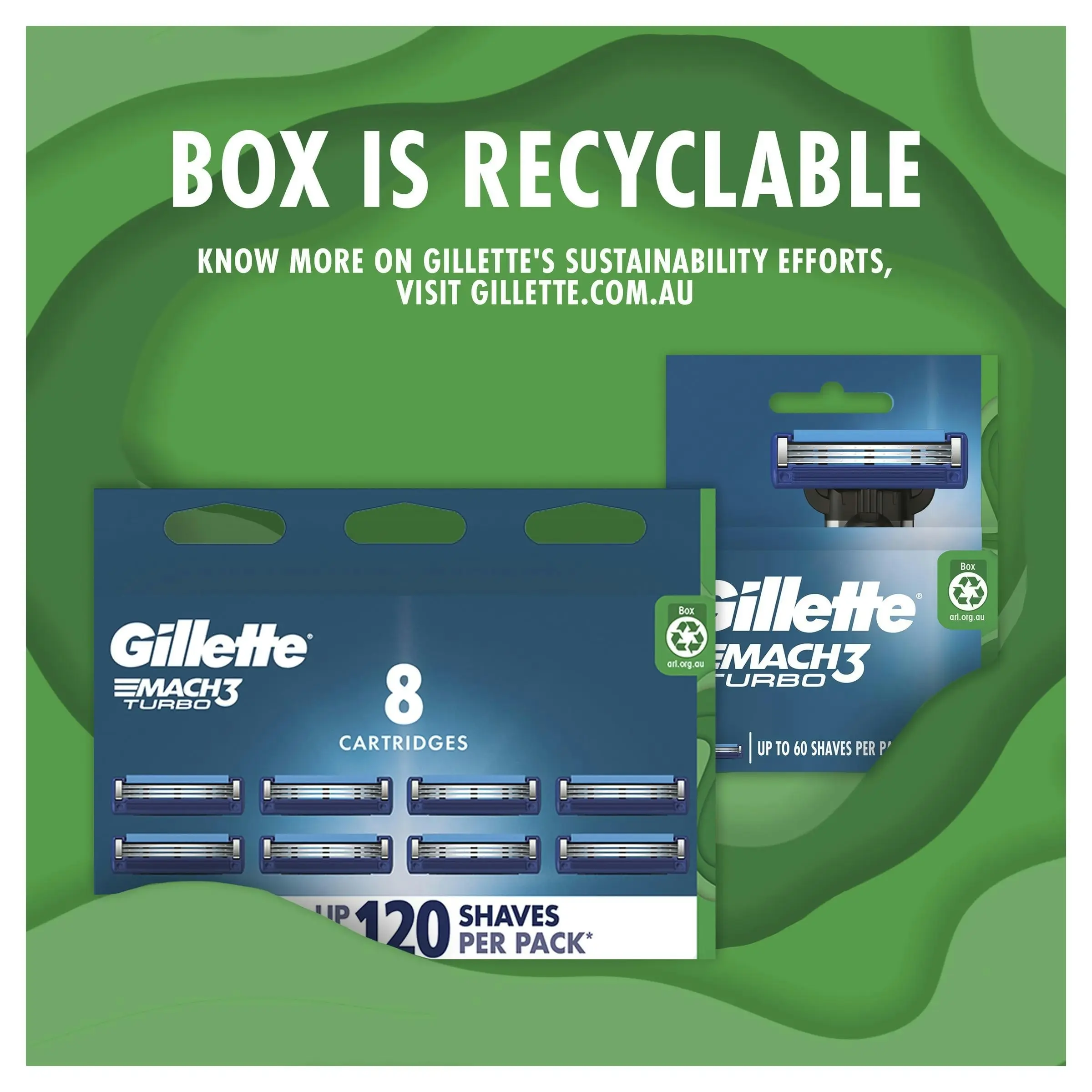 Gillette Mach3 Turbo 3D Replacement Cartridges 4 Pack