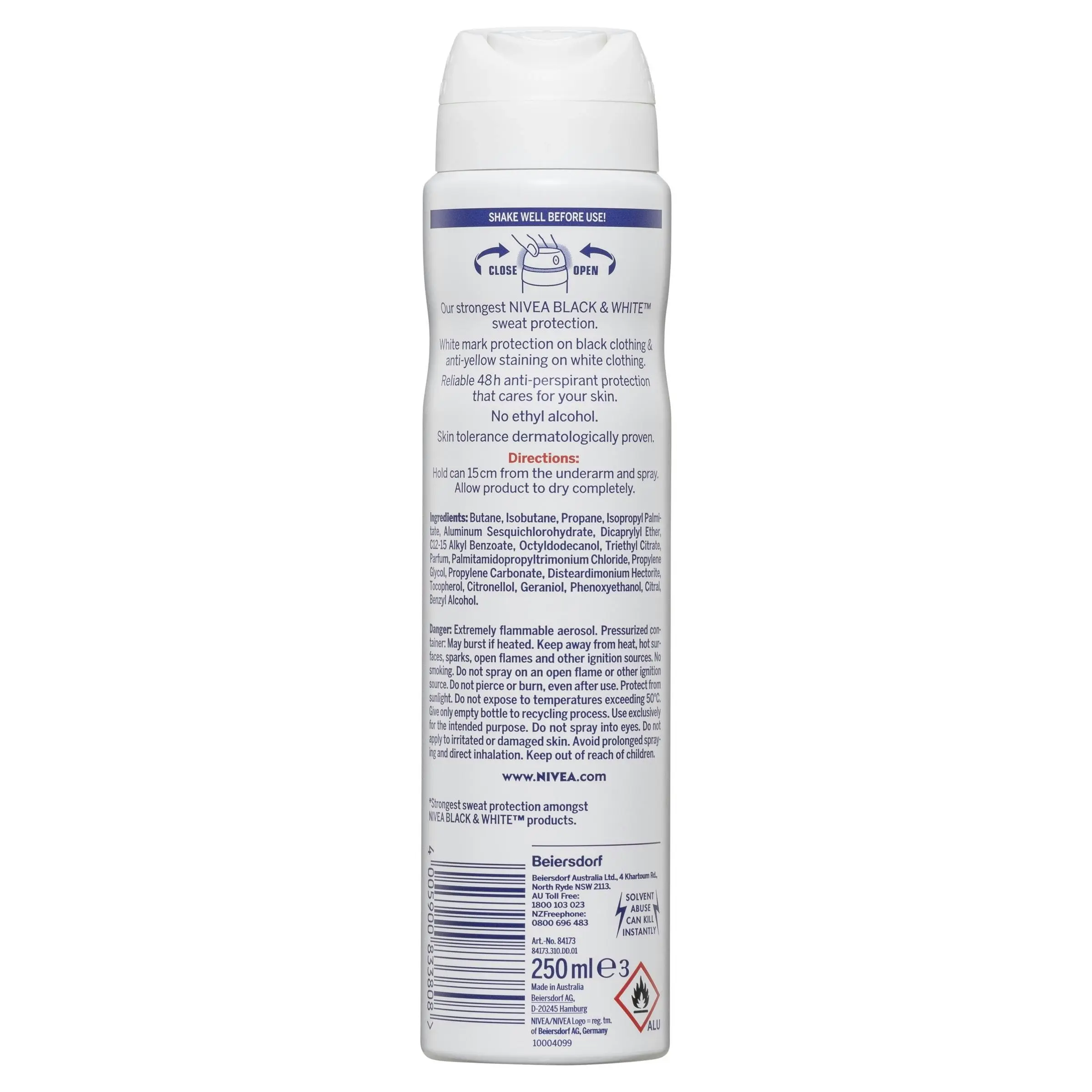 Nivea Deodorant Aerosol Black & White Max Protection 250ml