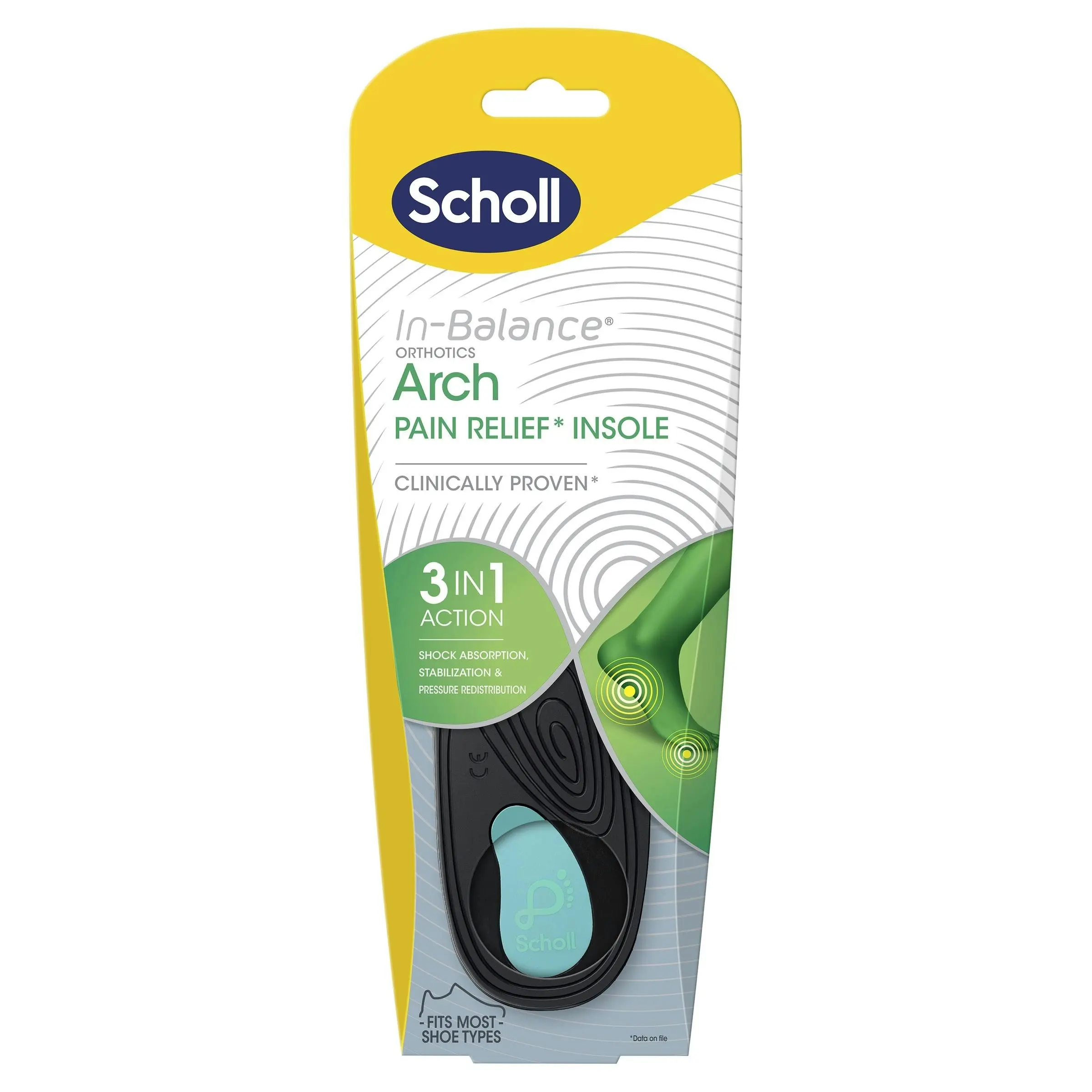 Scholl In-Balance Arch Orthotic Insole Large Size 9 - 11