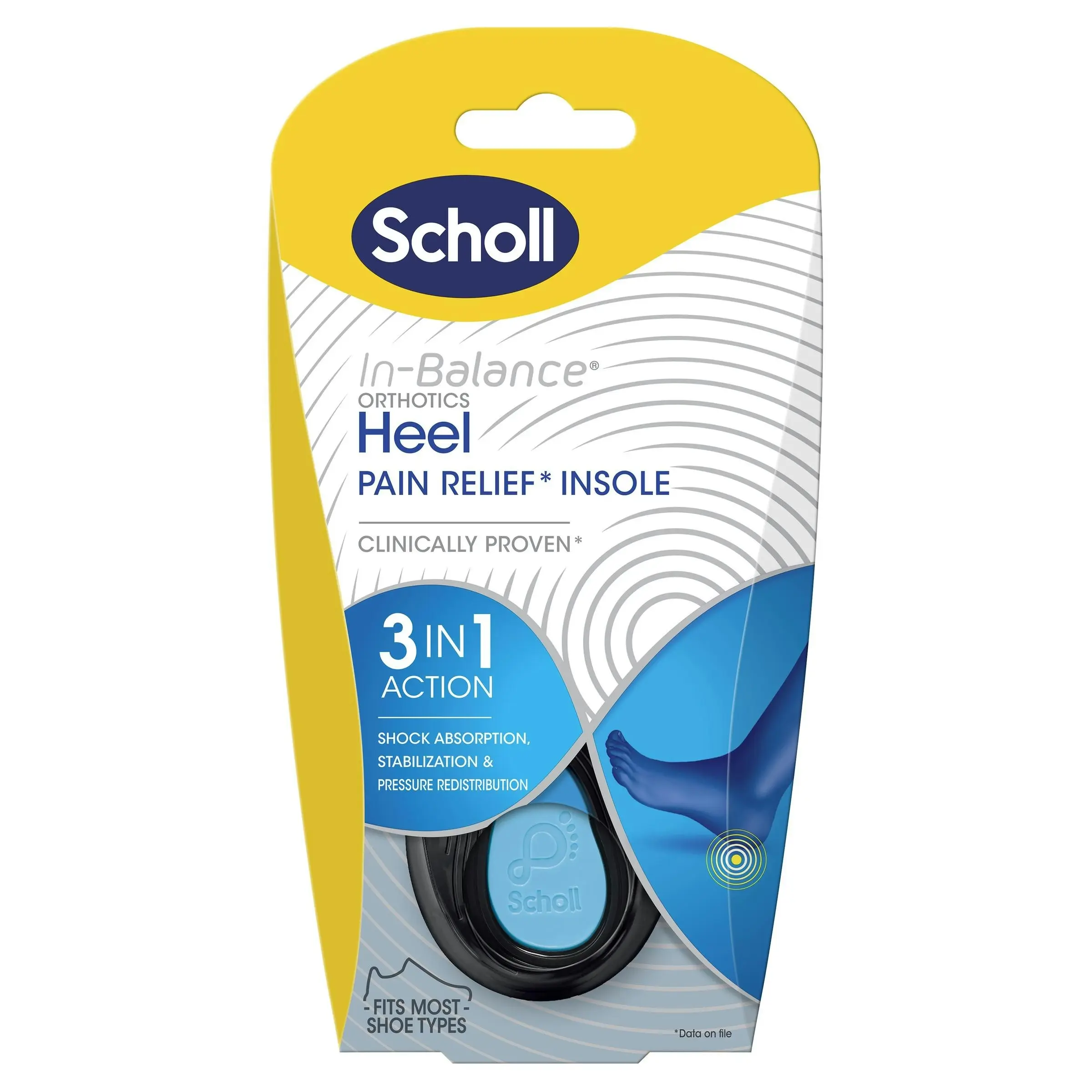 Scholl In-Balance Heel Orthotic Insole Large Size 9 - 11 1 Pair