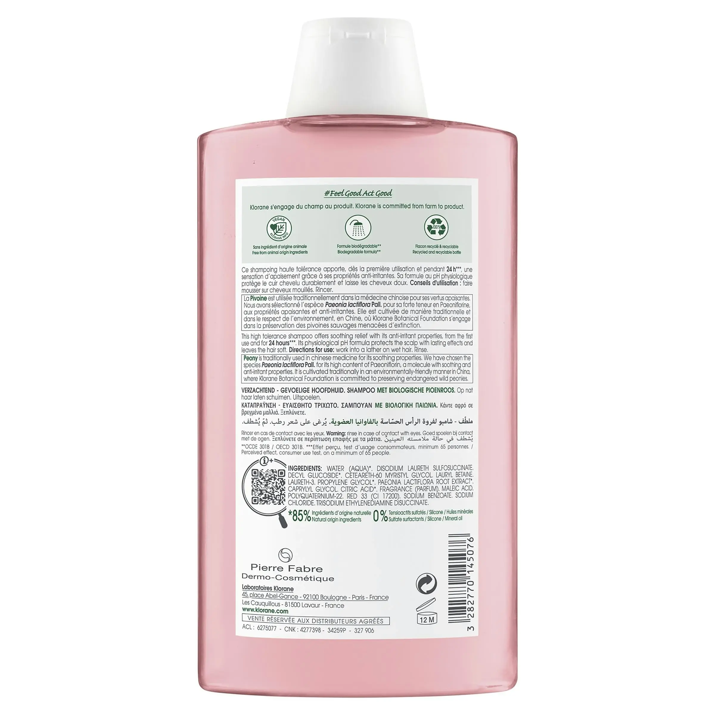 Klorane Soothing Organic Peony Shampoo 400ml