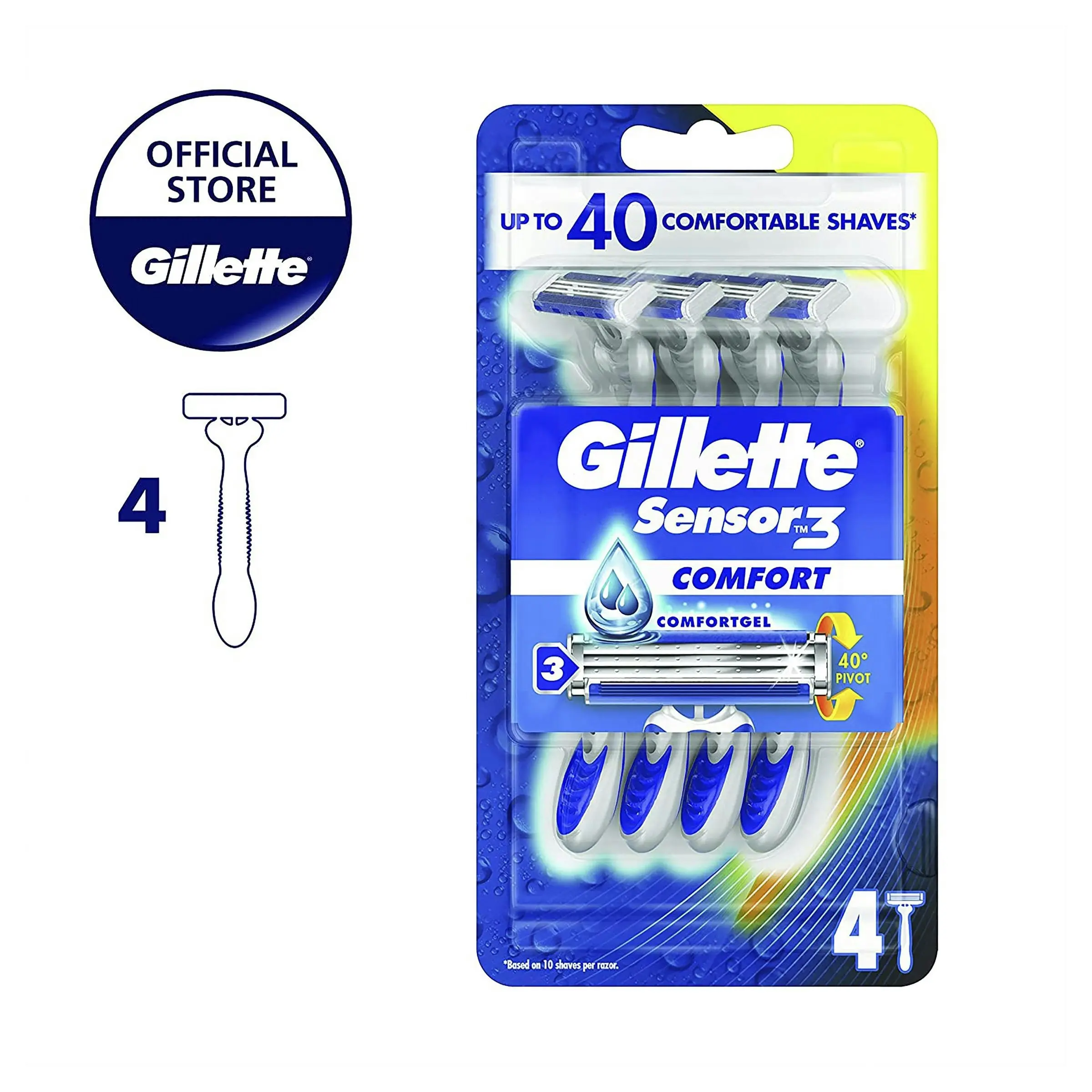 Gillette Sensor 3 Comfort 4 Disposable Razors