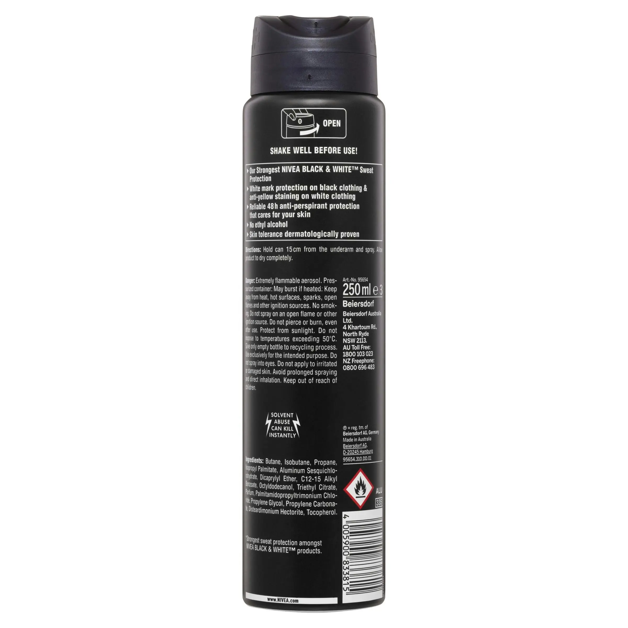 Nivea Deodorant Aerosol Men Black & White Max Protection 250ml