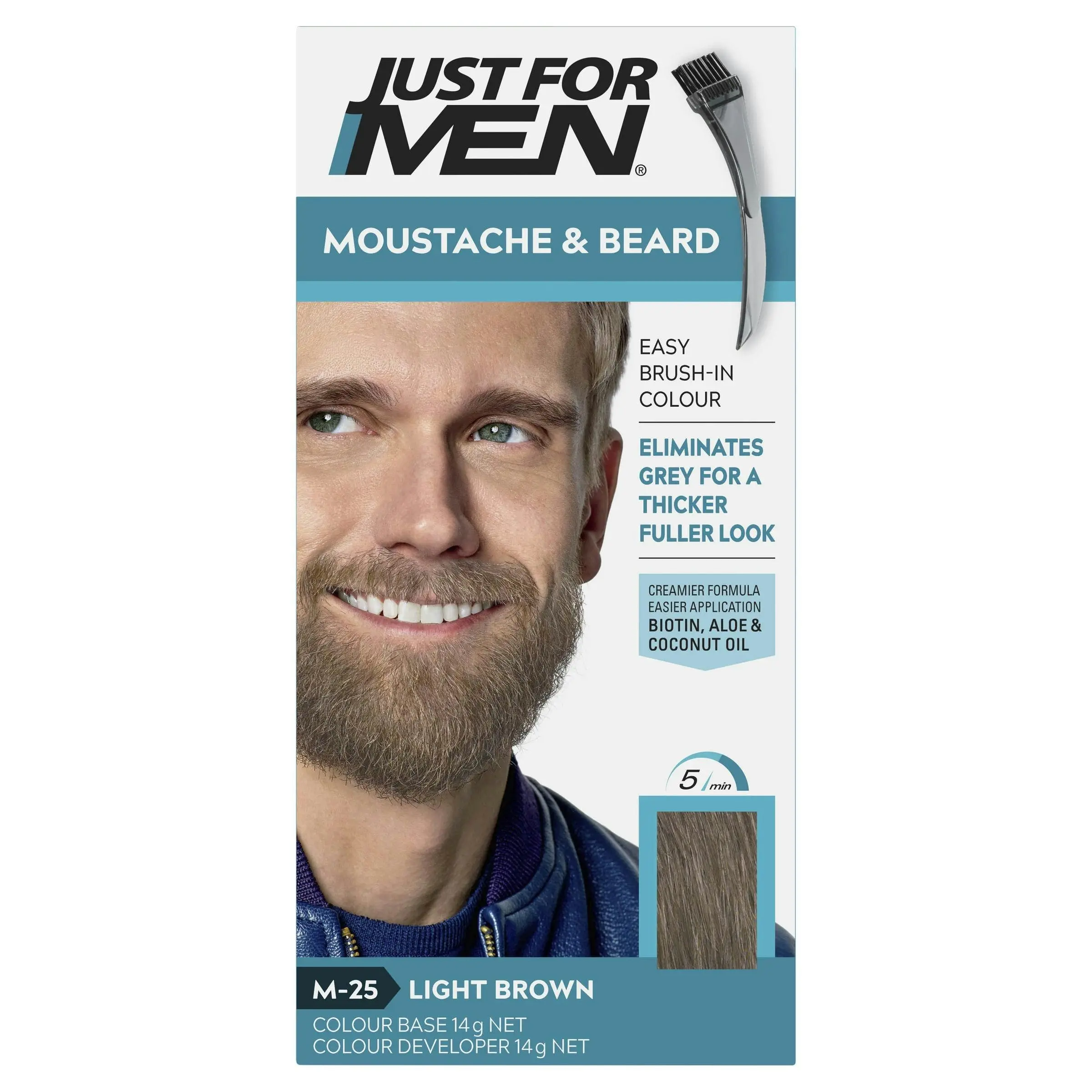 Just For Men Moustache & Beard Brush-In Colour Gel 40 Light Brown