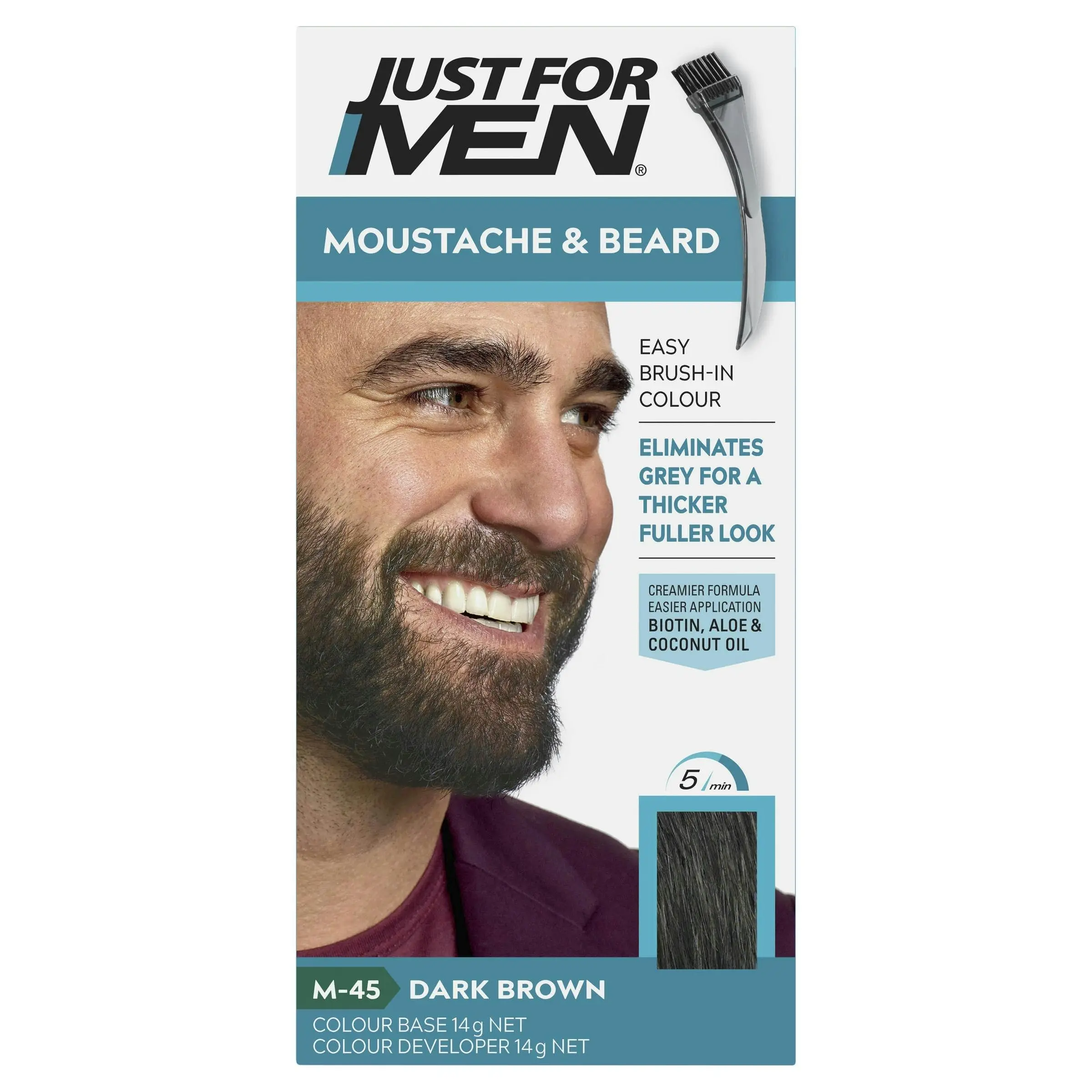 Just For Men Moustache & Beard Brush-In Colour Gel 44 Dark Brown