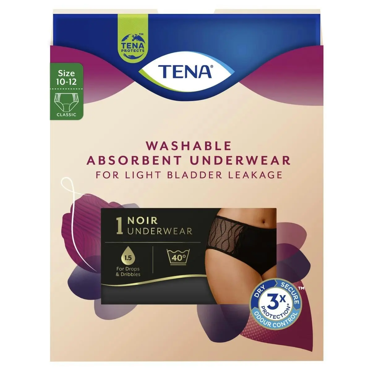 TENA Washable Absorbent Underwear Classic Size 10-12