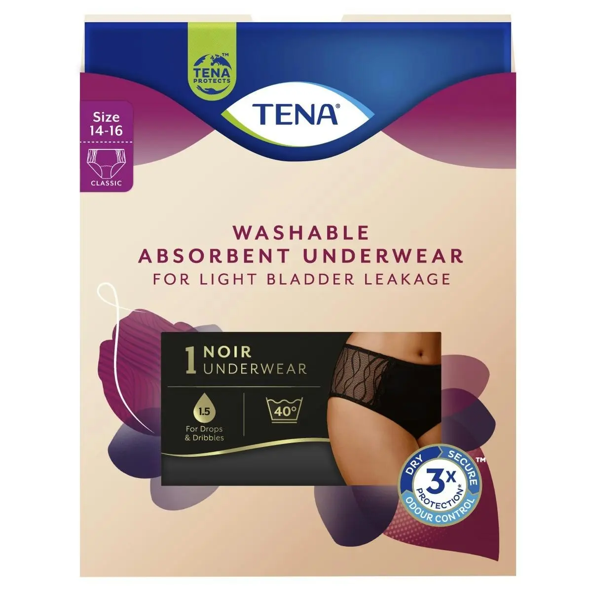 TENA Washable Absorbent Underwear Classic Size 14-16