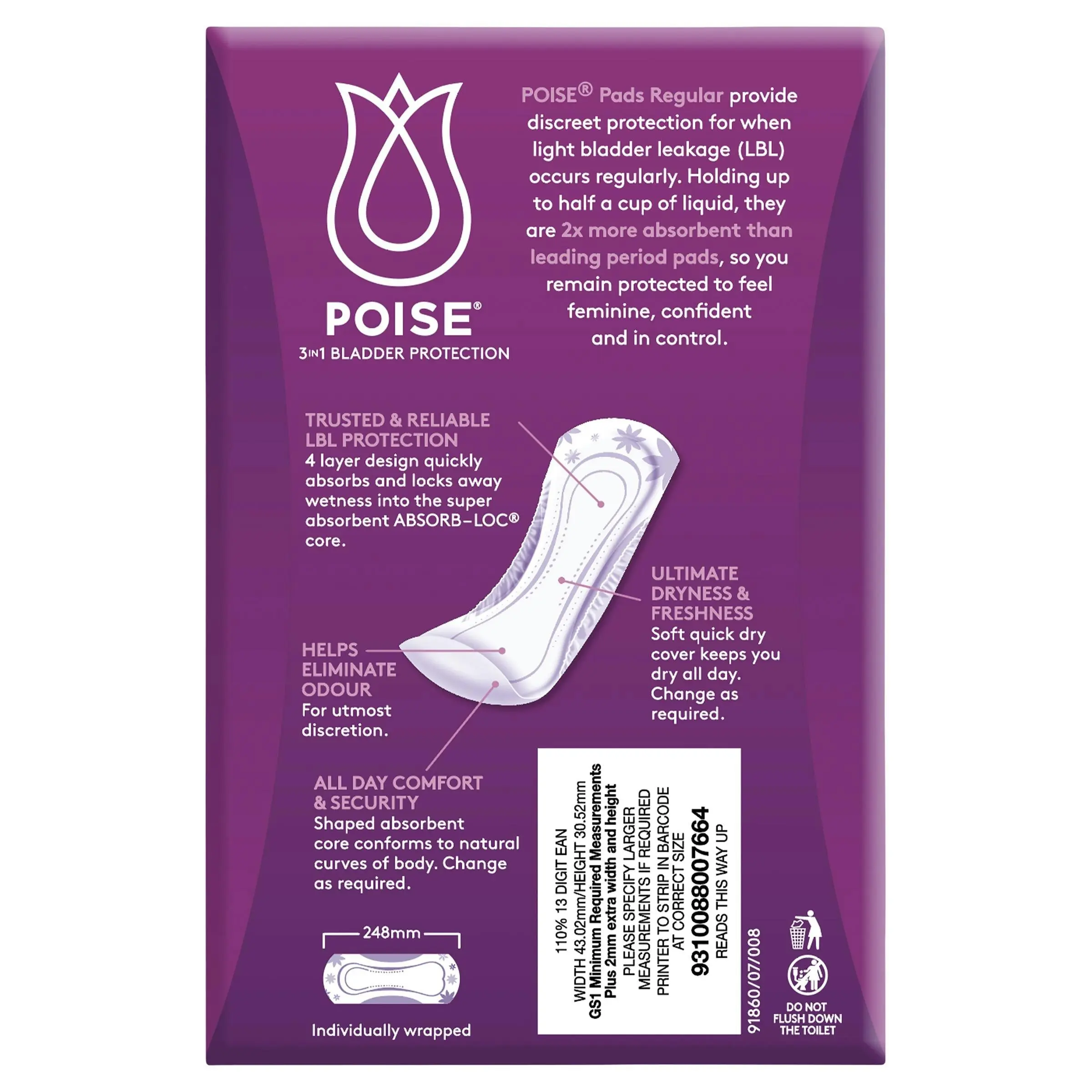 Poise Pads Regular 16 Pack