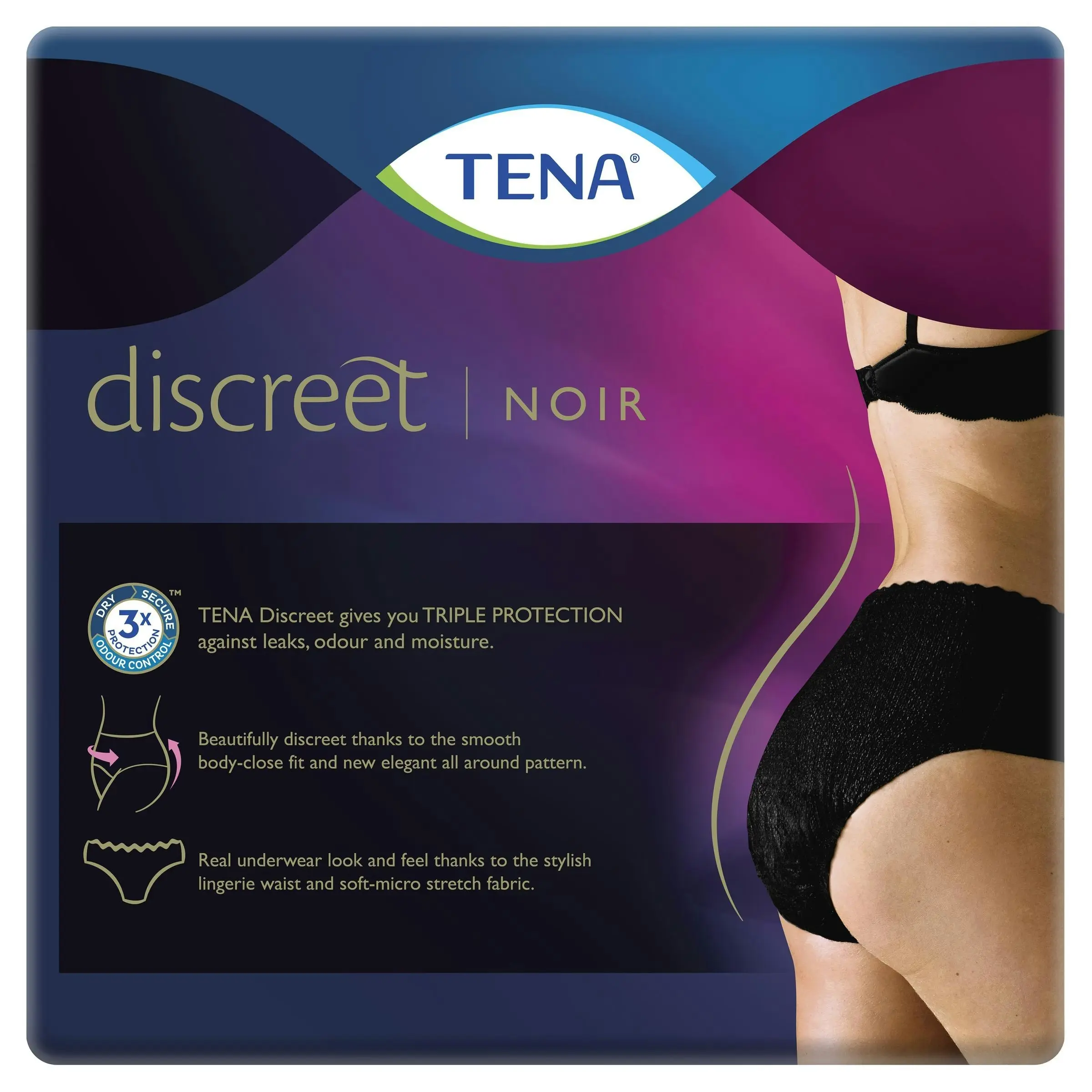 TENA Women's Pants Noir Low Waist Medium 10 Pack