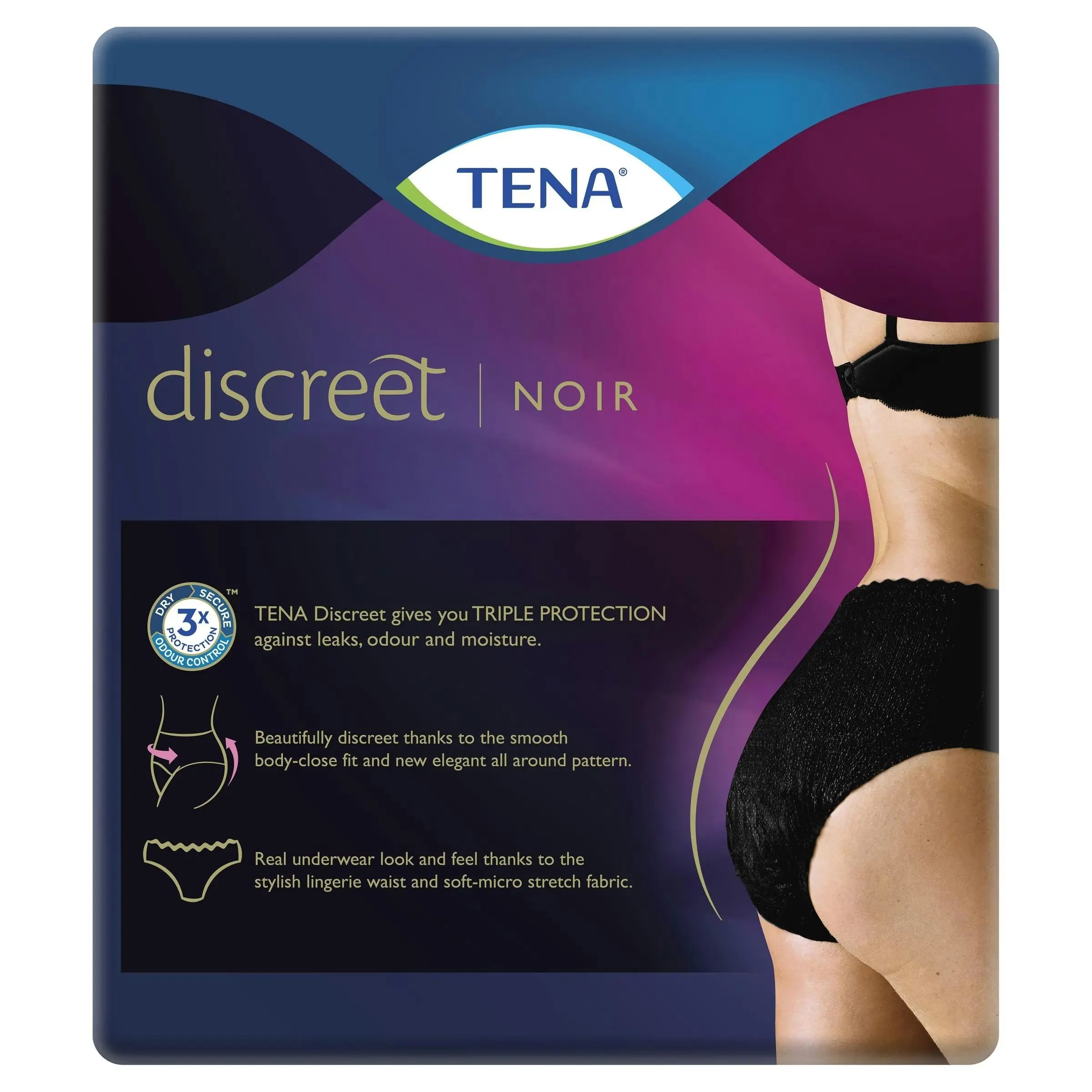 TENA Women's Pants Noir Low Waist Large 9 Pack