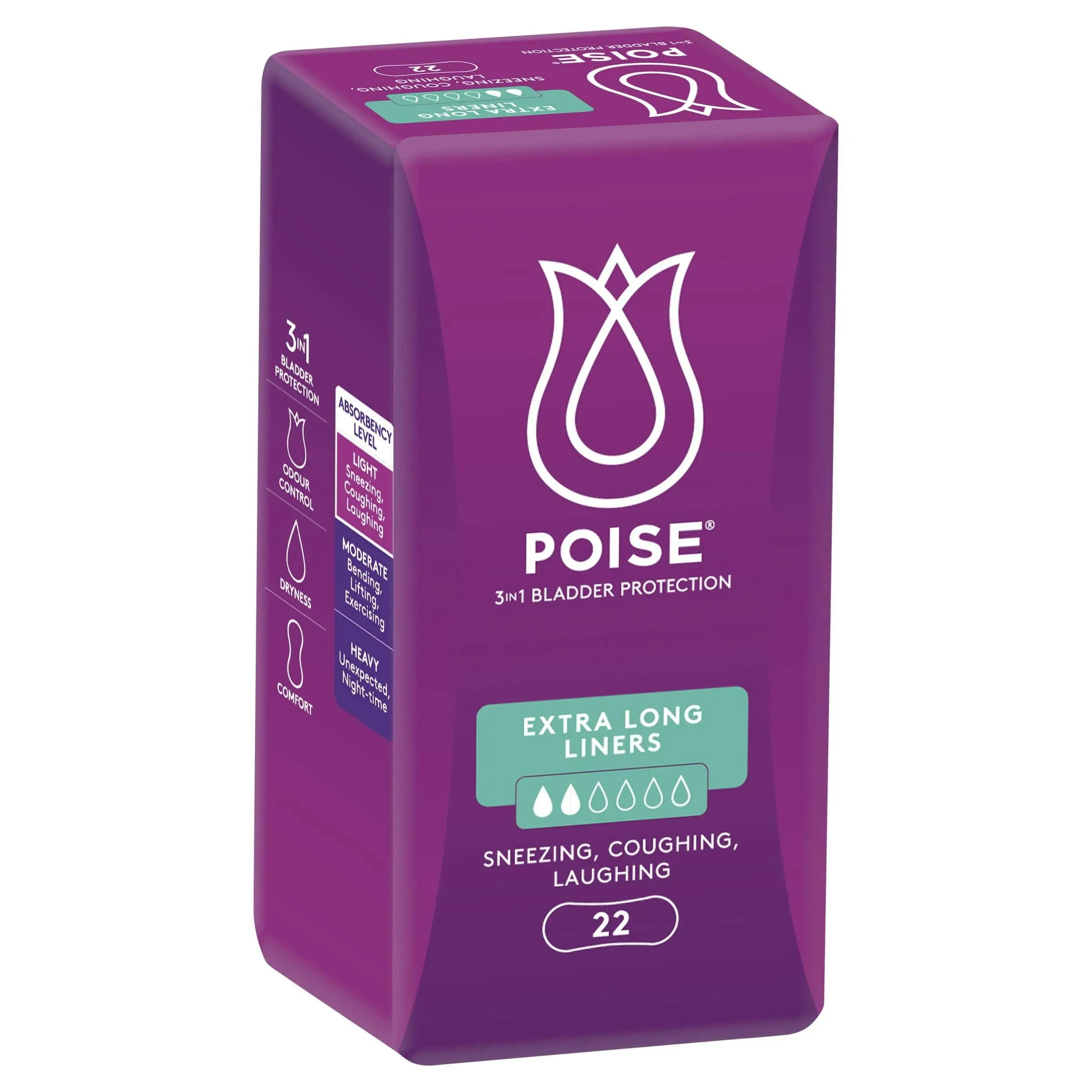 Poise Liners Extra Long 22 Pack