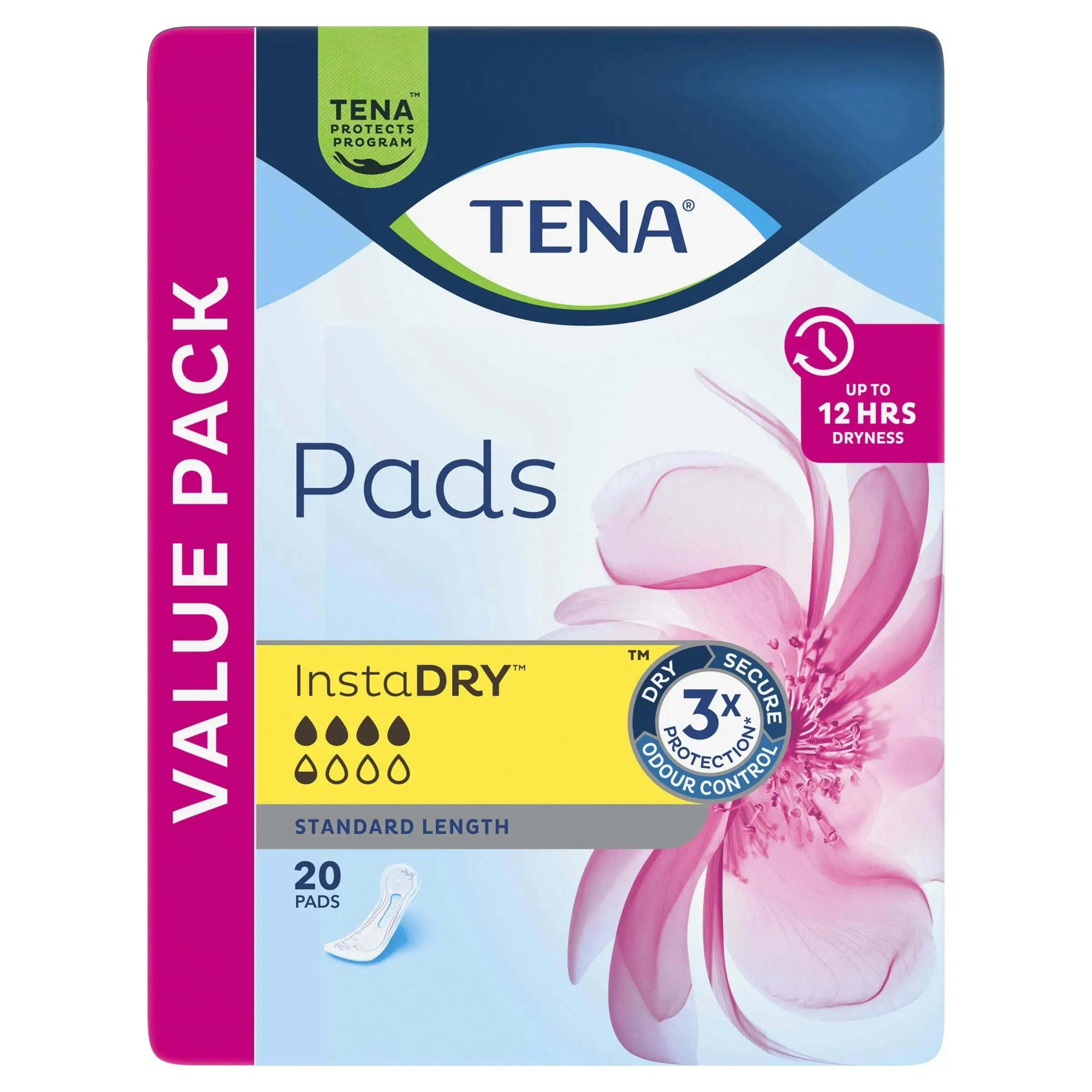 TENA Pads InstaDRY Standard Length 20 Pads