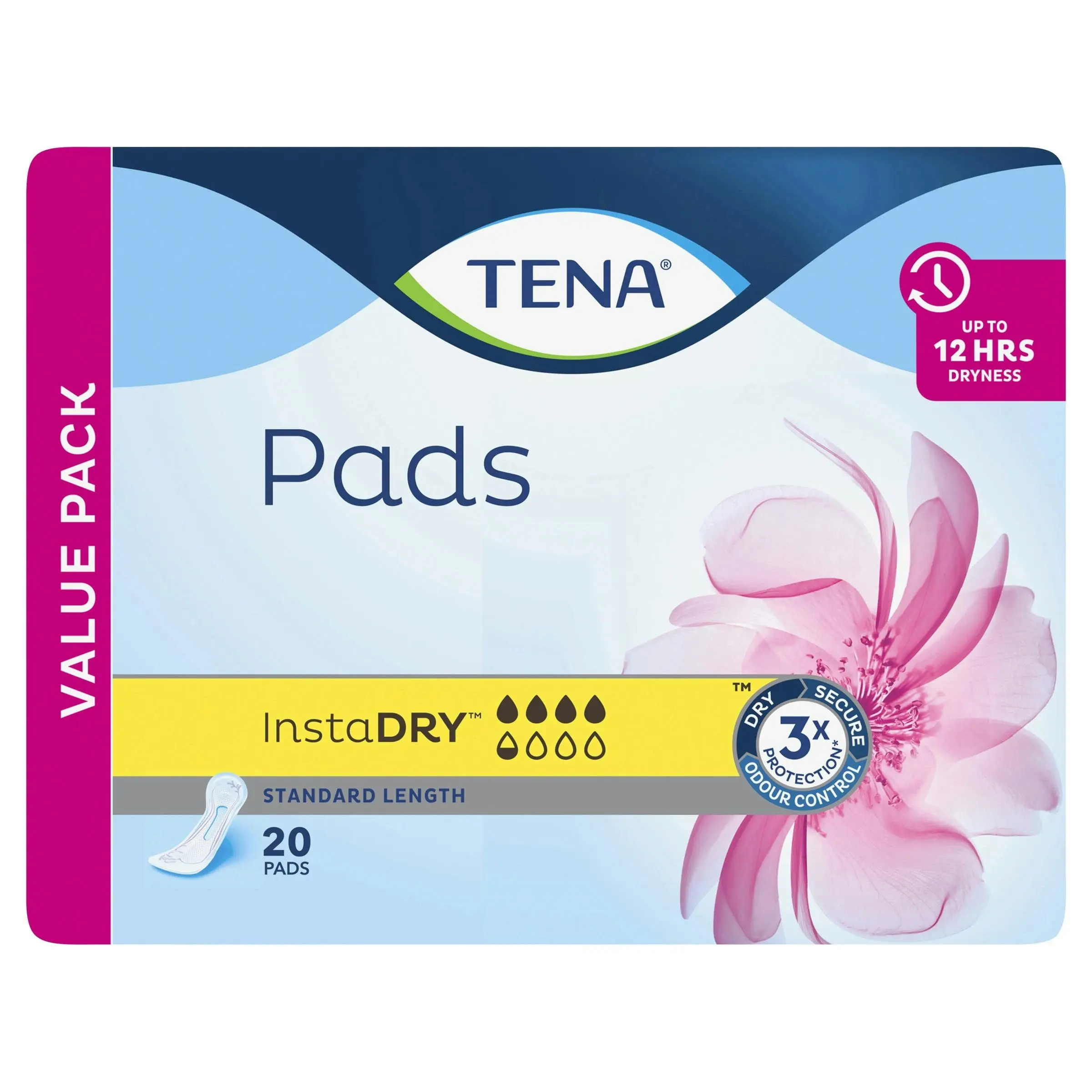 TENA Pads InstaDRY Standard Length 20 Pads