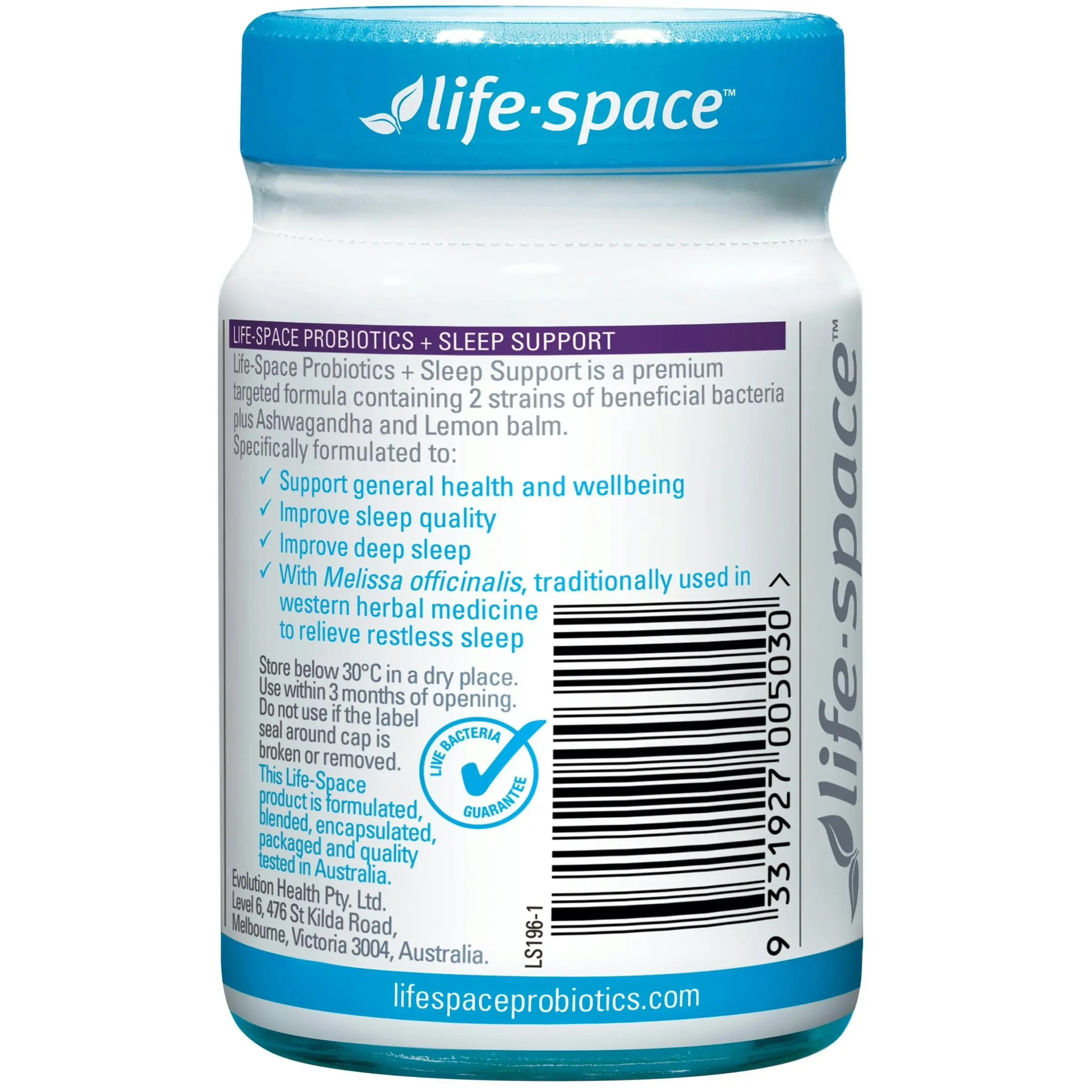 Life Space Probiotics + Sleep Support 30 Capsules