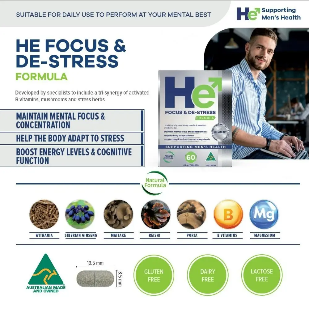 Martin & Pleasance He Focus & De-Stress Formula 60 Tablets