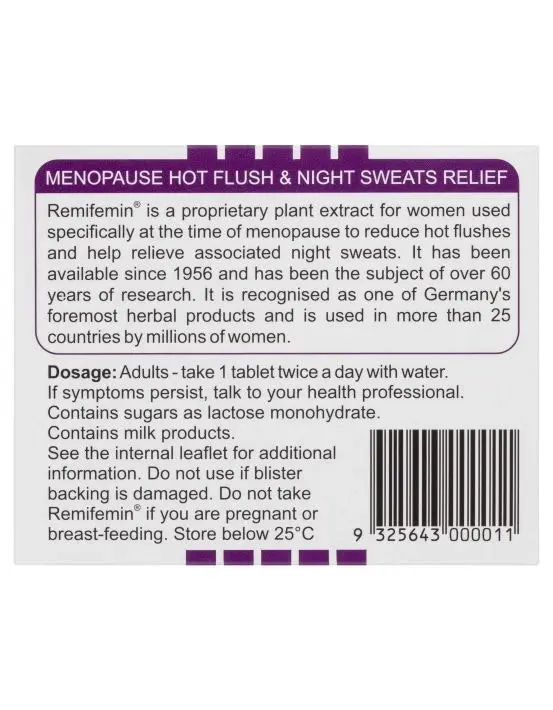 Remifemin Menopause Symptoms Relief 100 Tablets