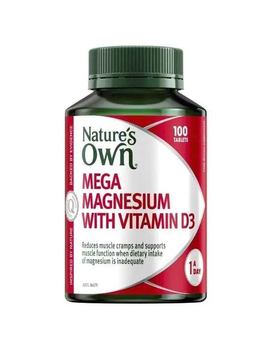 Nature's Own Mega Magnesium With Vitamin D3 100 Tablets