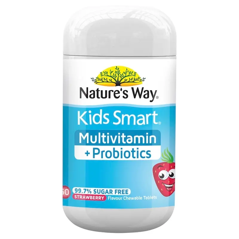 Natures Way Kids Smart Multivitamin + Probiotics 50 Strawberry Flavoured Chewable Tablets