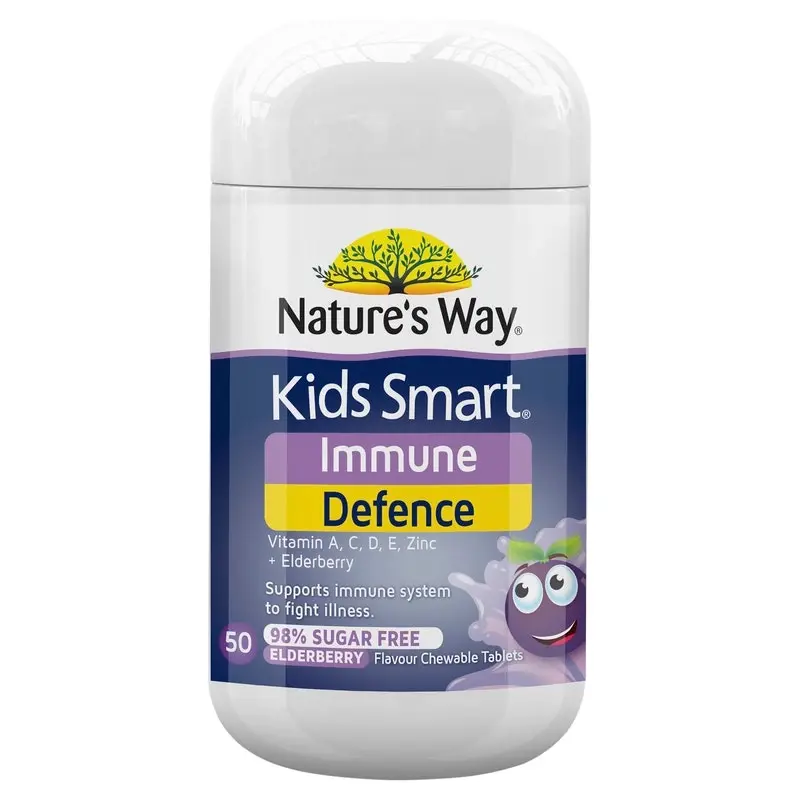 Nature's Way Kids Smart Immune Defence 50 Elderberry Flavoured Chewable Tablets