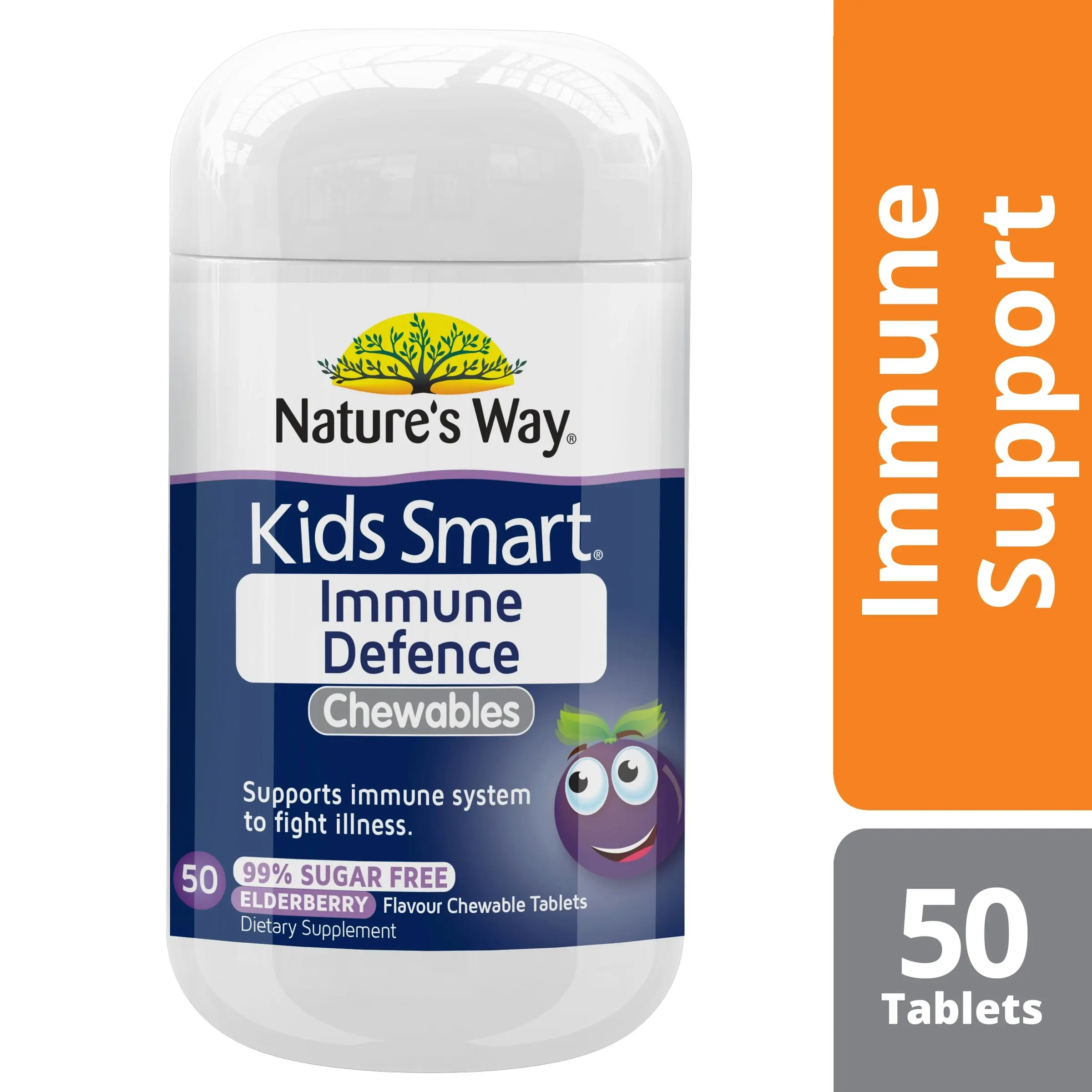 Nature's Way Kids Smart Immune Defence 50 Elderberry Flavoured Chewable Tablets