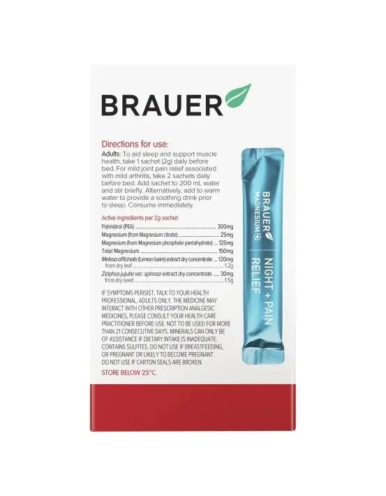 Brauer Magnesium+ Night + Pain Relief 24 Sachets