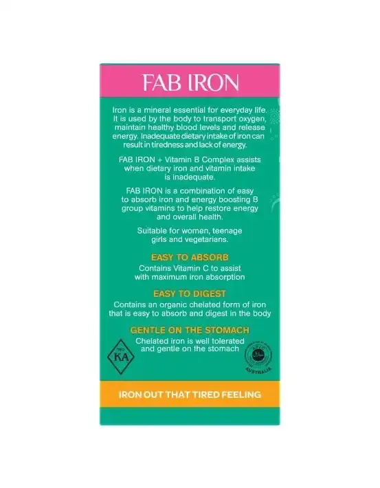 Fab Iron + Vitamin B Complex 60 Tablets