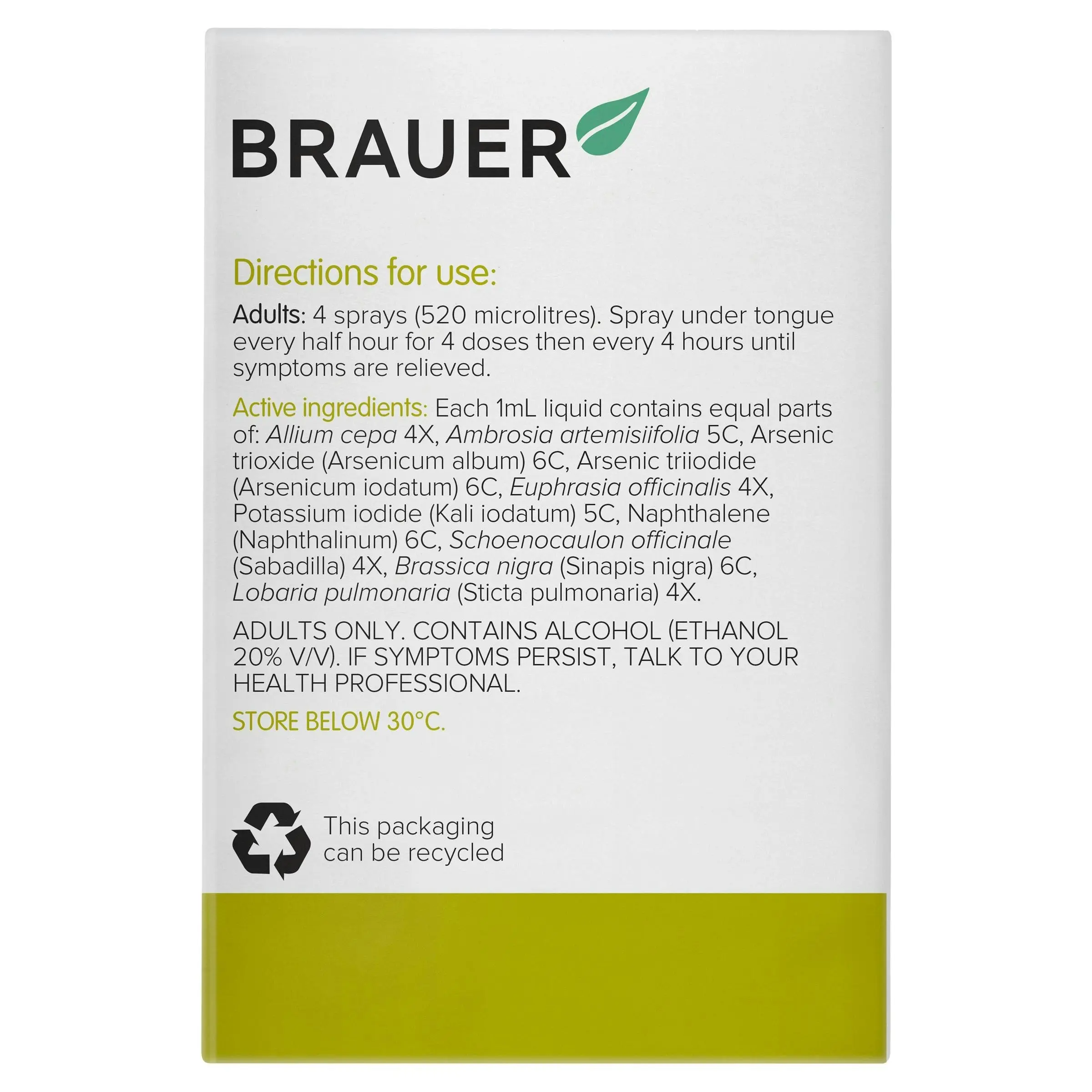 Brauer Hayfever Oral Spray 20mL