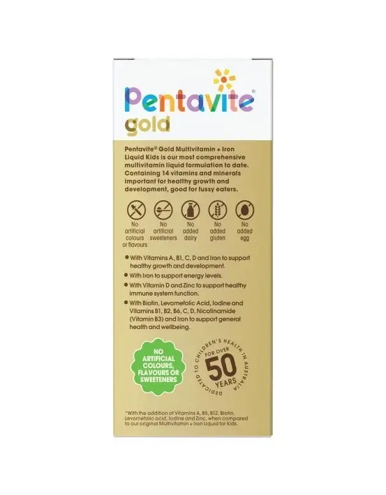 Pentavite Gold Multivitamin + Iron Liquid 200ml