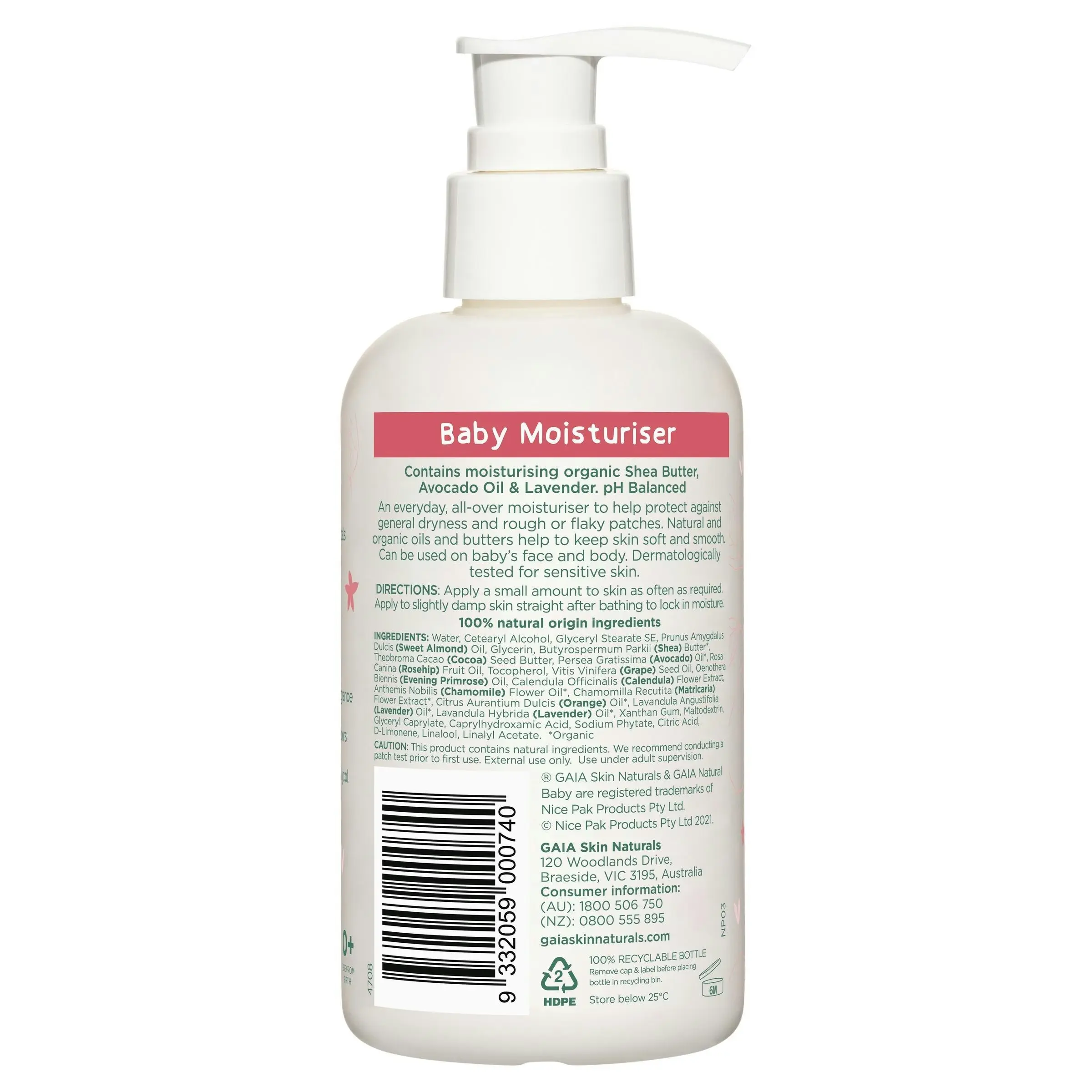 Gaia Natural Baby Moisturiser 250mL