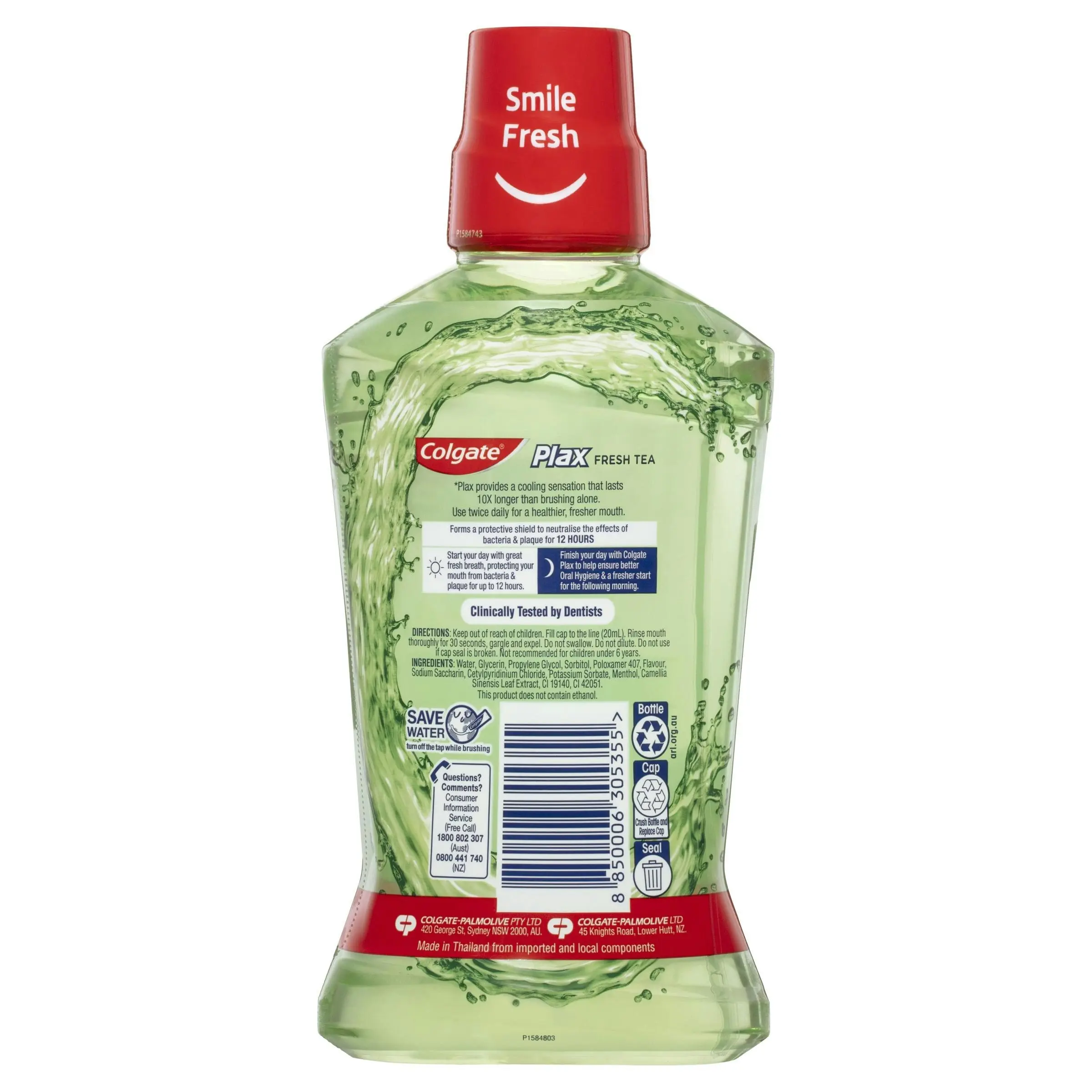 Colgate Plax Alcohol Free Antibacterial Mouthwash Fresh Tea 500mL