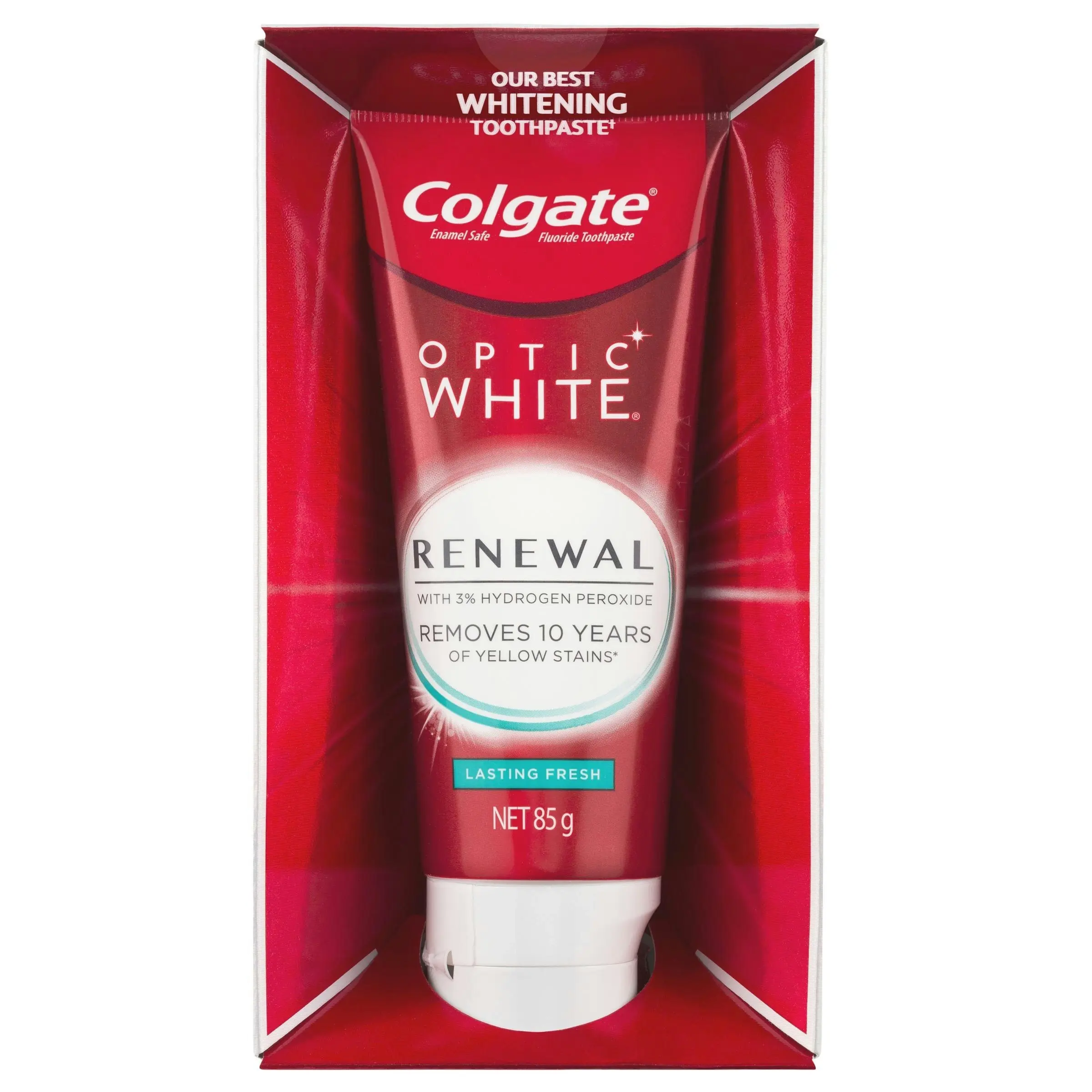 Colgate Optic White Renewal Teeth Whitening Toothpaste Lasting Fresh With Hydrogen Peroxide 85g