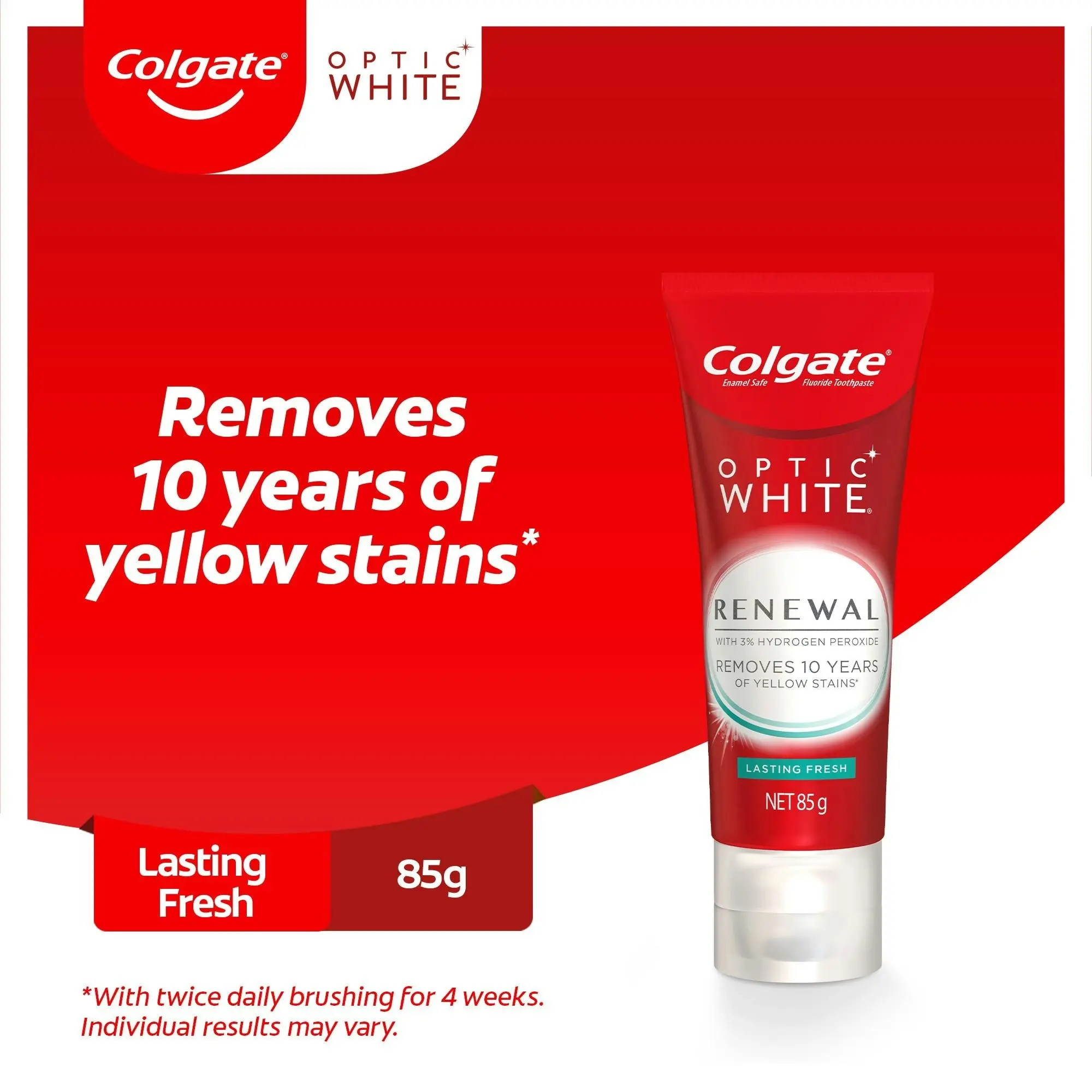 Colgate Optic White Renewal Teeth Whitening Toothpaste Lasting Fresh With Hydrogen Peroxide 85g